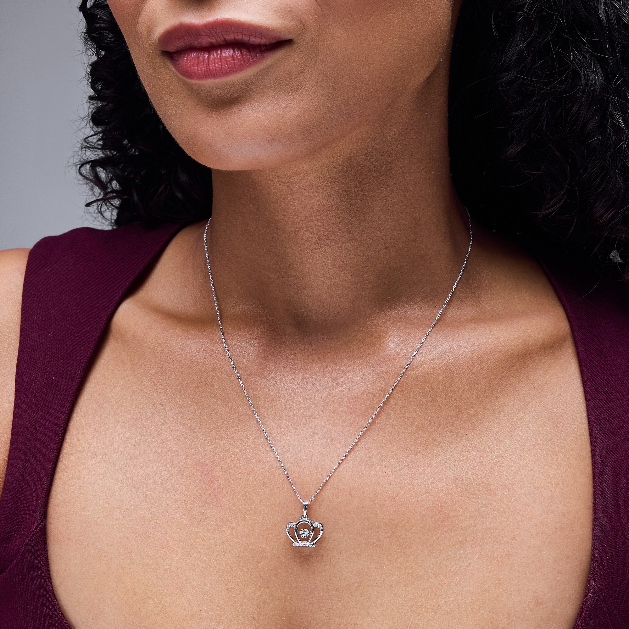 Unstoppable Love™ 0.10 CT. T.W. Diamond Crown Pendant in Sterling