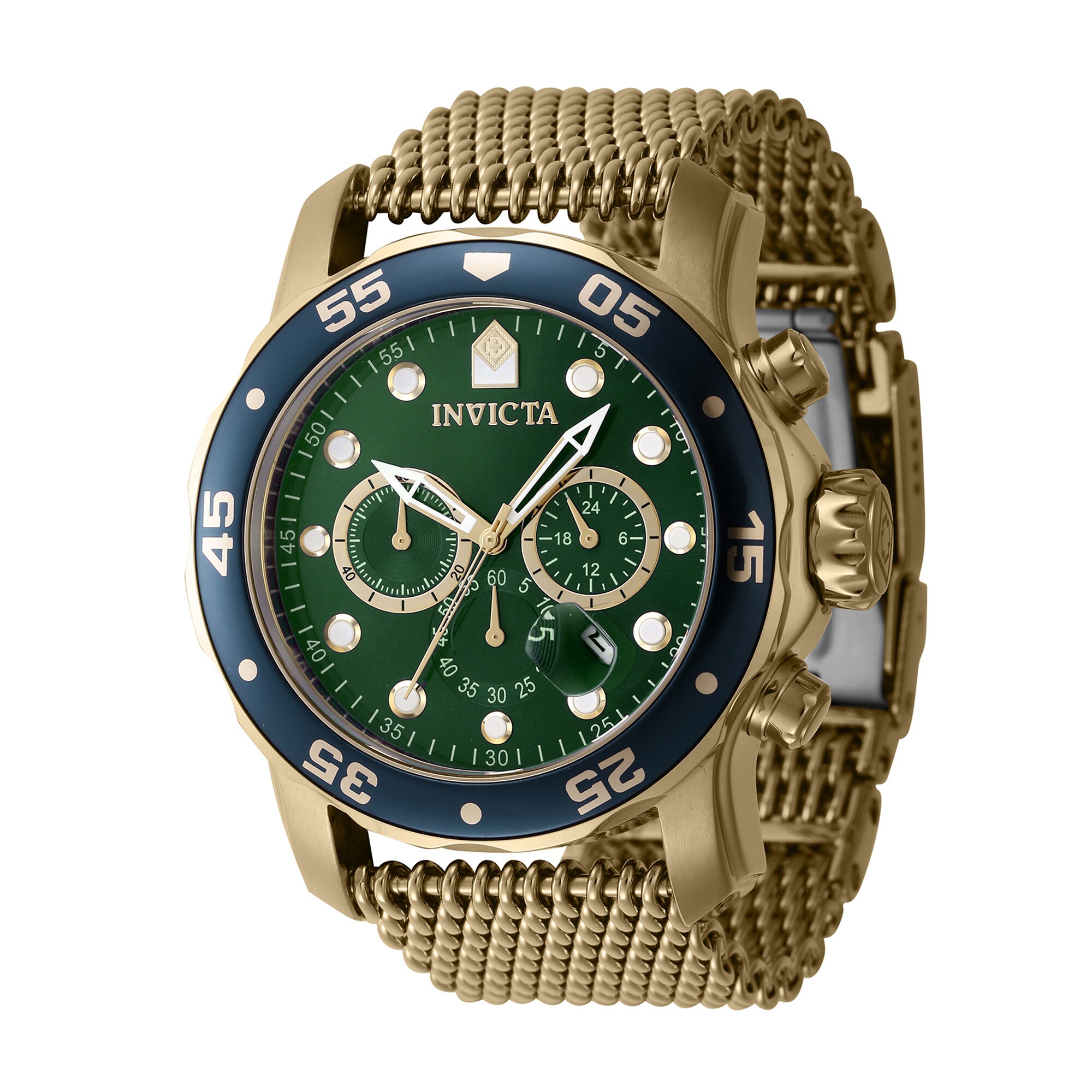 Men's Invicta Pro Diver Atlas Gold-Tone IP Mesh Bracelet