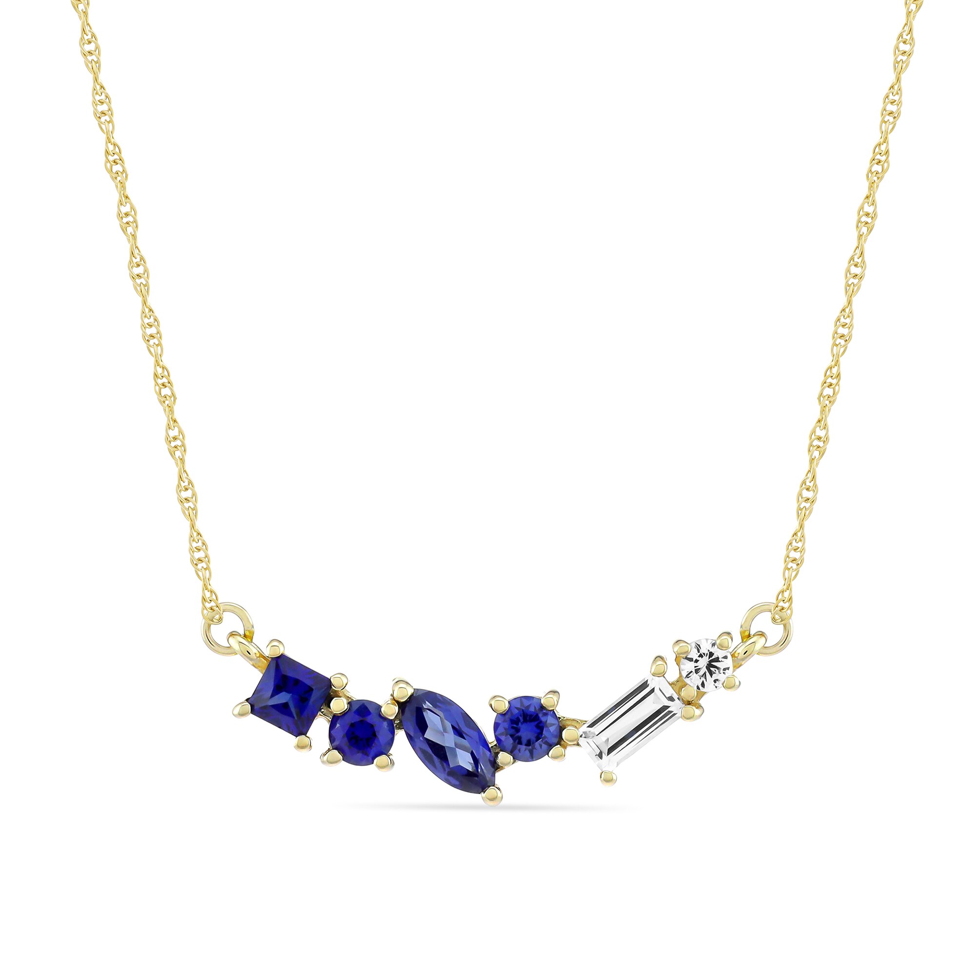 Mixed-Shape Blue, White and Ceylon Blue Lab-Created Sapphire