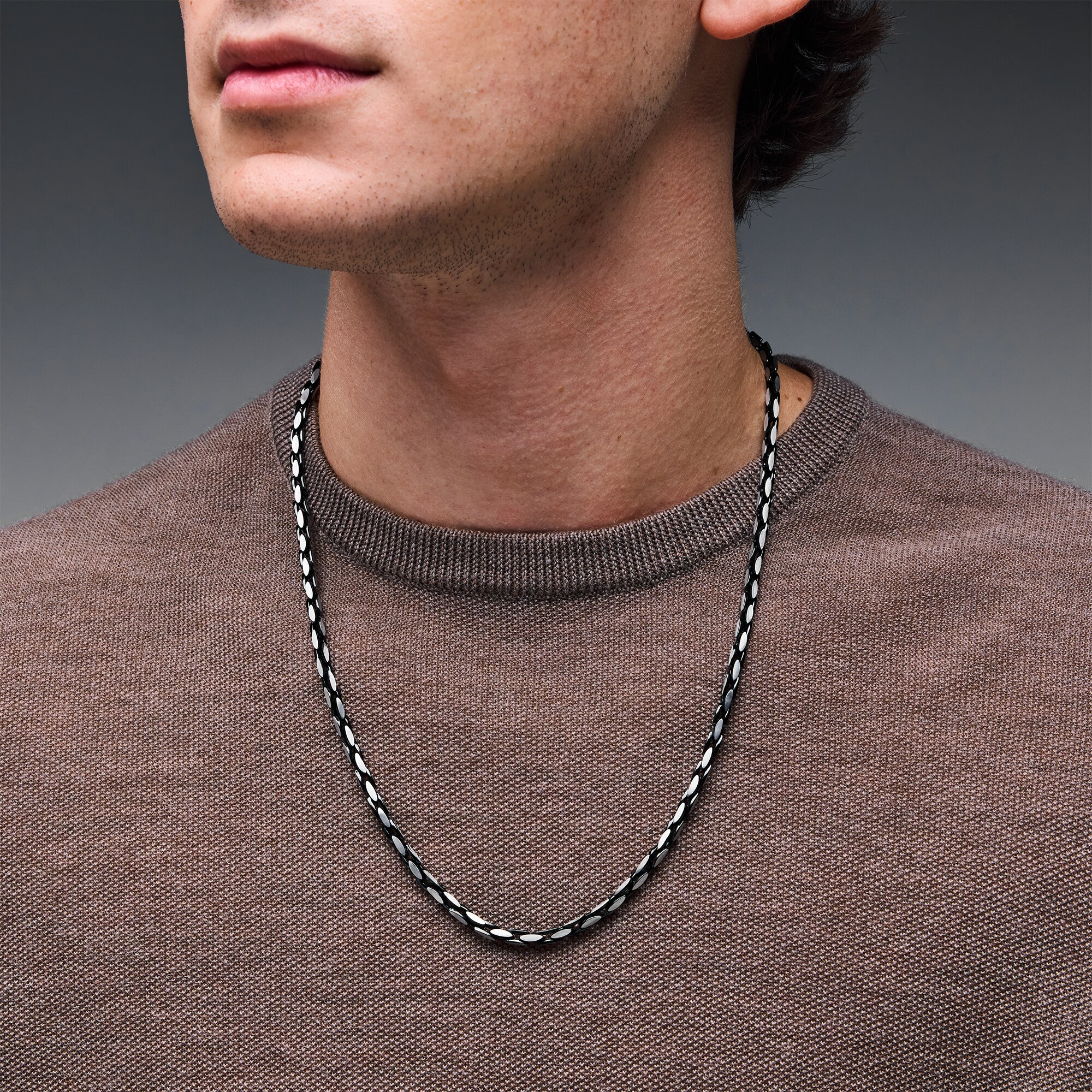 4.0mm Flat Anchor Chain Necklace in Solid Two-Tone Stainless Steel