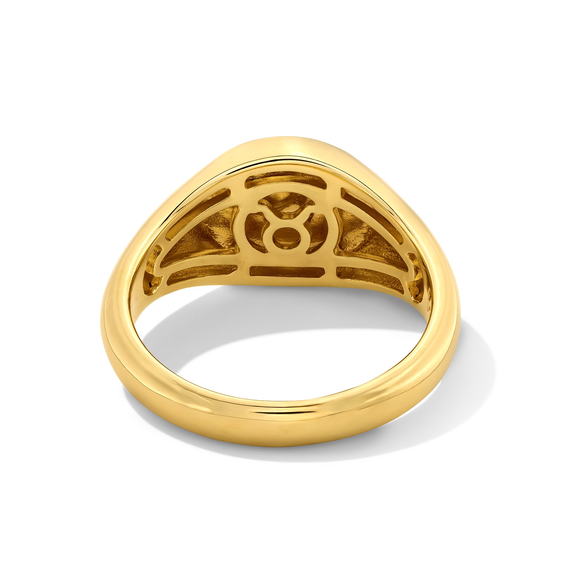 Pavé-Set Lab-Created Emerald Taurus Zodiac Signet Ring in Sterling