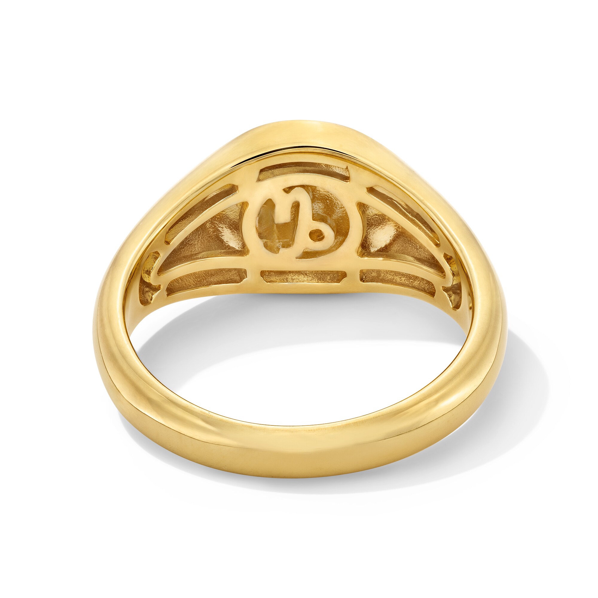 Pavé-Set Garnet Capricorn Zodiac Signet Ring in Sterling Silver
