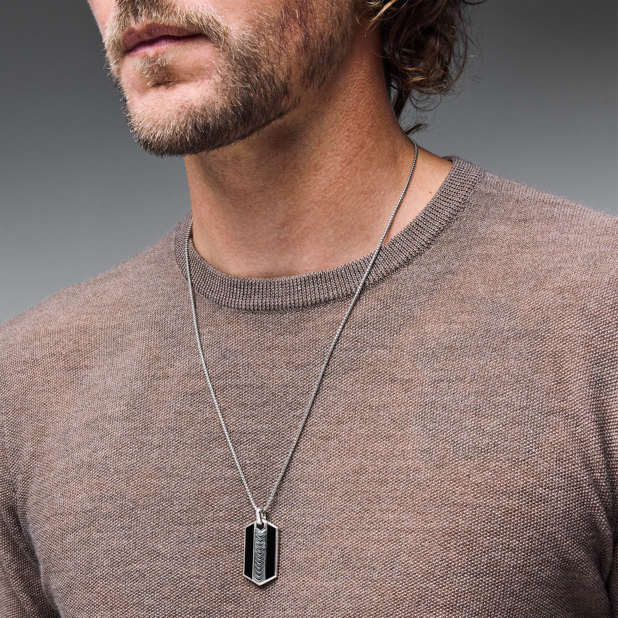 Black Onyx Hexagon Pendant in Sterling Silver - 24” | Zales