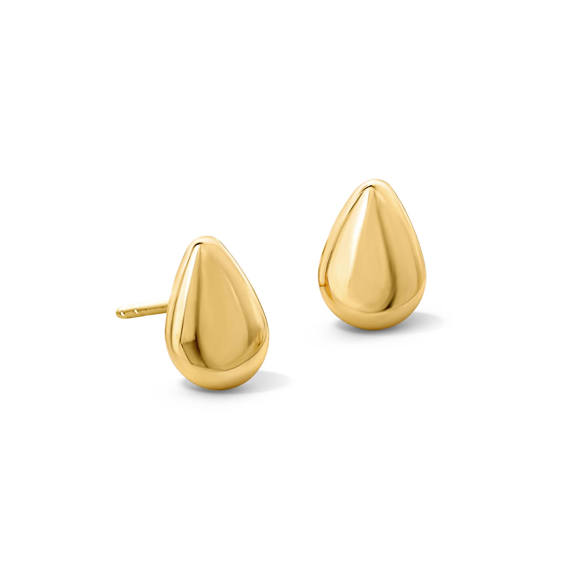 アクセサリー Me&Ro 10K Gold Teardrop Om Stud Earrings Flat Teardrop Stud Earrings in Hollow 10K Gold | Peoples Jewellers