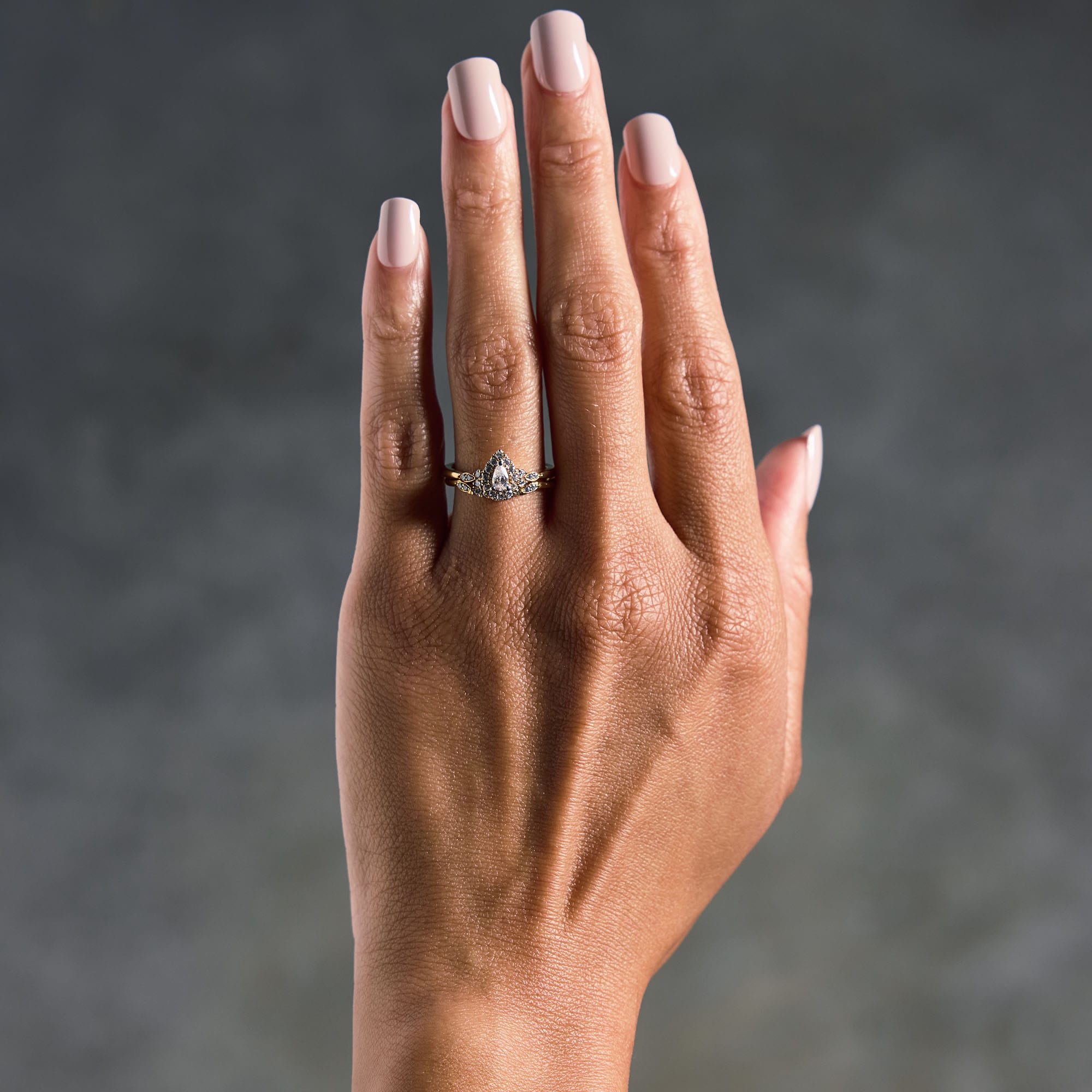 3/8 CT. T.W. Pear-Shaped Lab-Grown Diamond Frame Promise Ring in