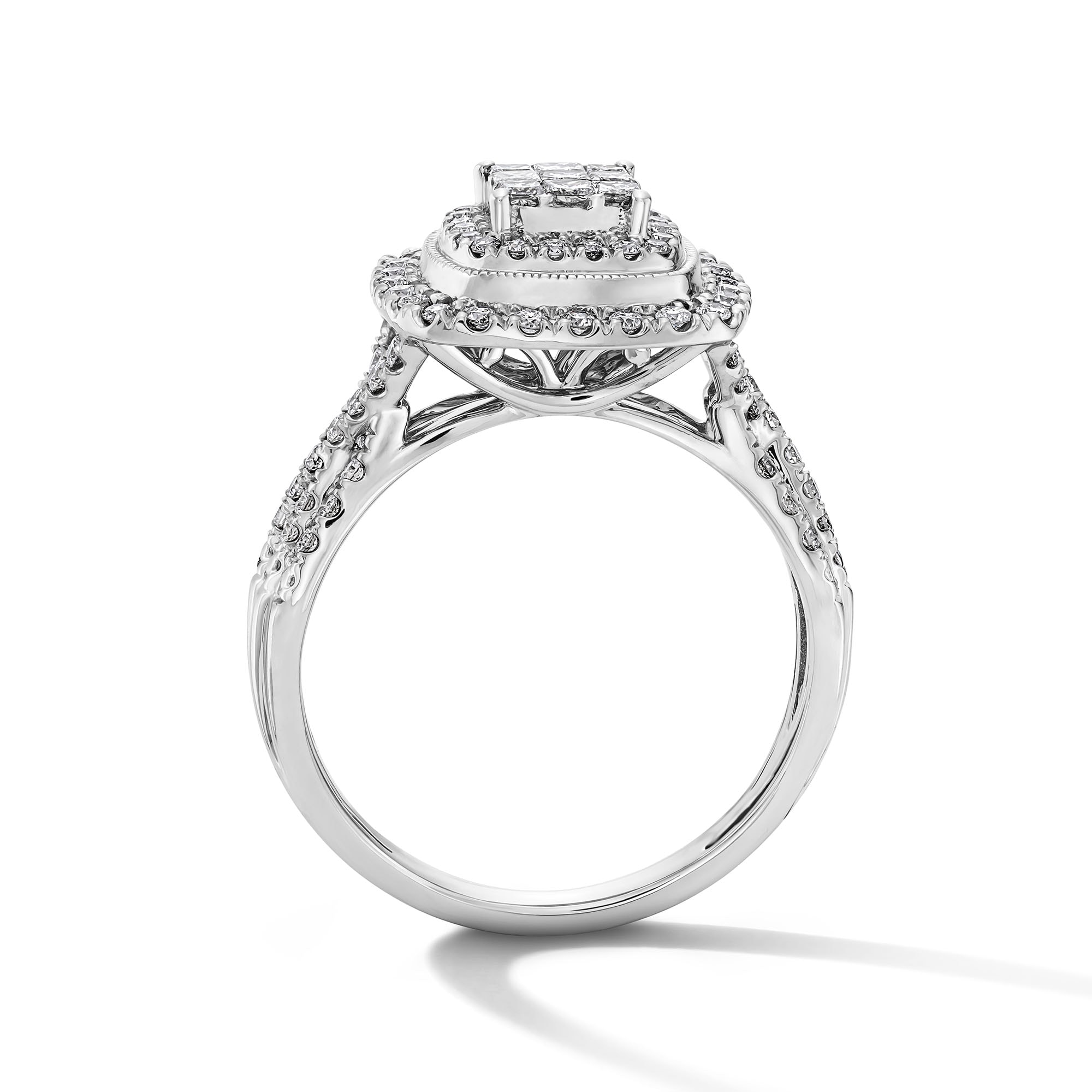 3/4 CT. T.W. Princess-Cut Multi-Diamond Double Cushion Frame