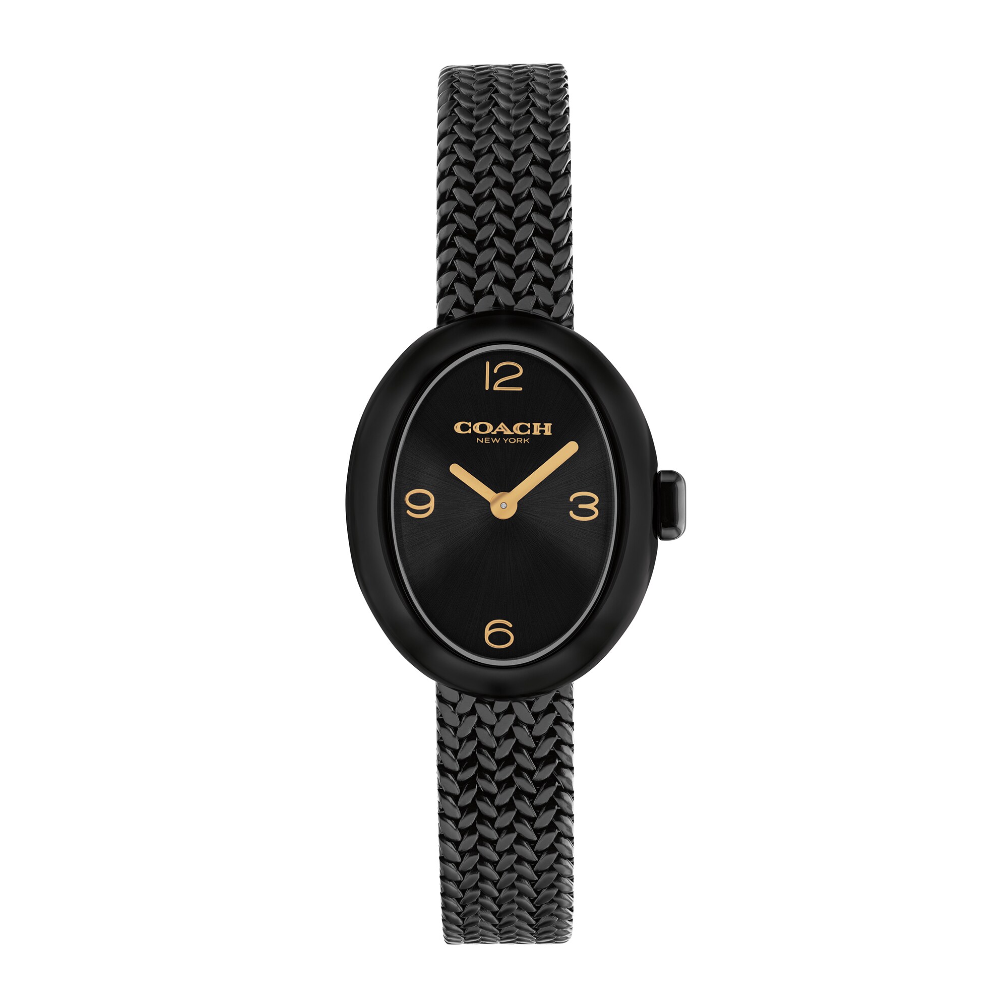 Ladies' Coach Sammy Black IP Watch with Black Oval Dial and Mesh