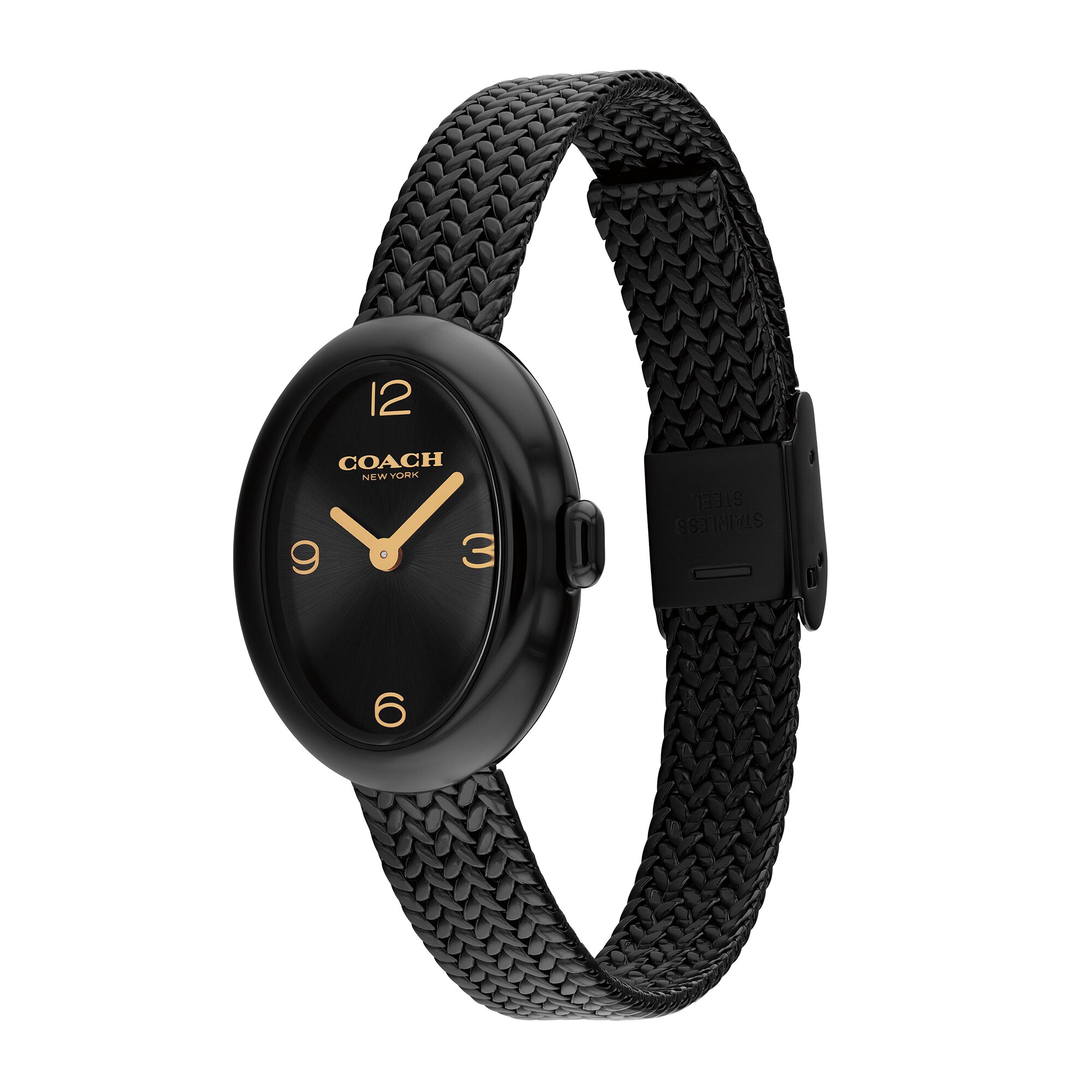 さとしーらCOACH34cm2個セット Ladies' Coach Sammy Black IP Watch with Black Oval Dial and Mesh