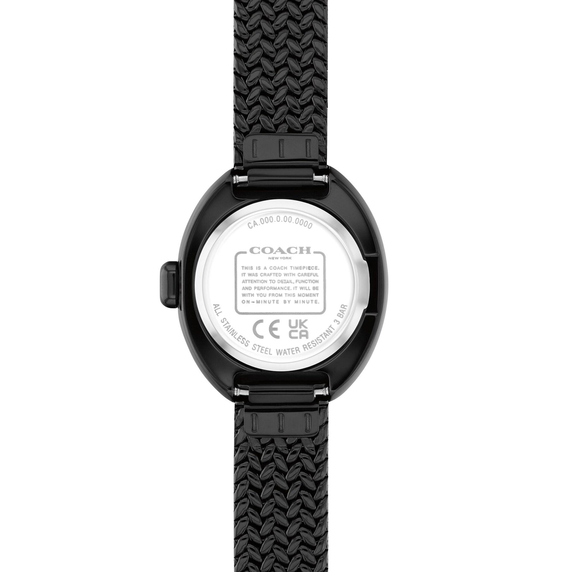 Ladies' Coach Sammy Black IP Watch with Black Oval Dial and Mesh