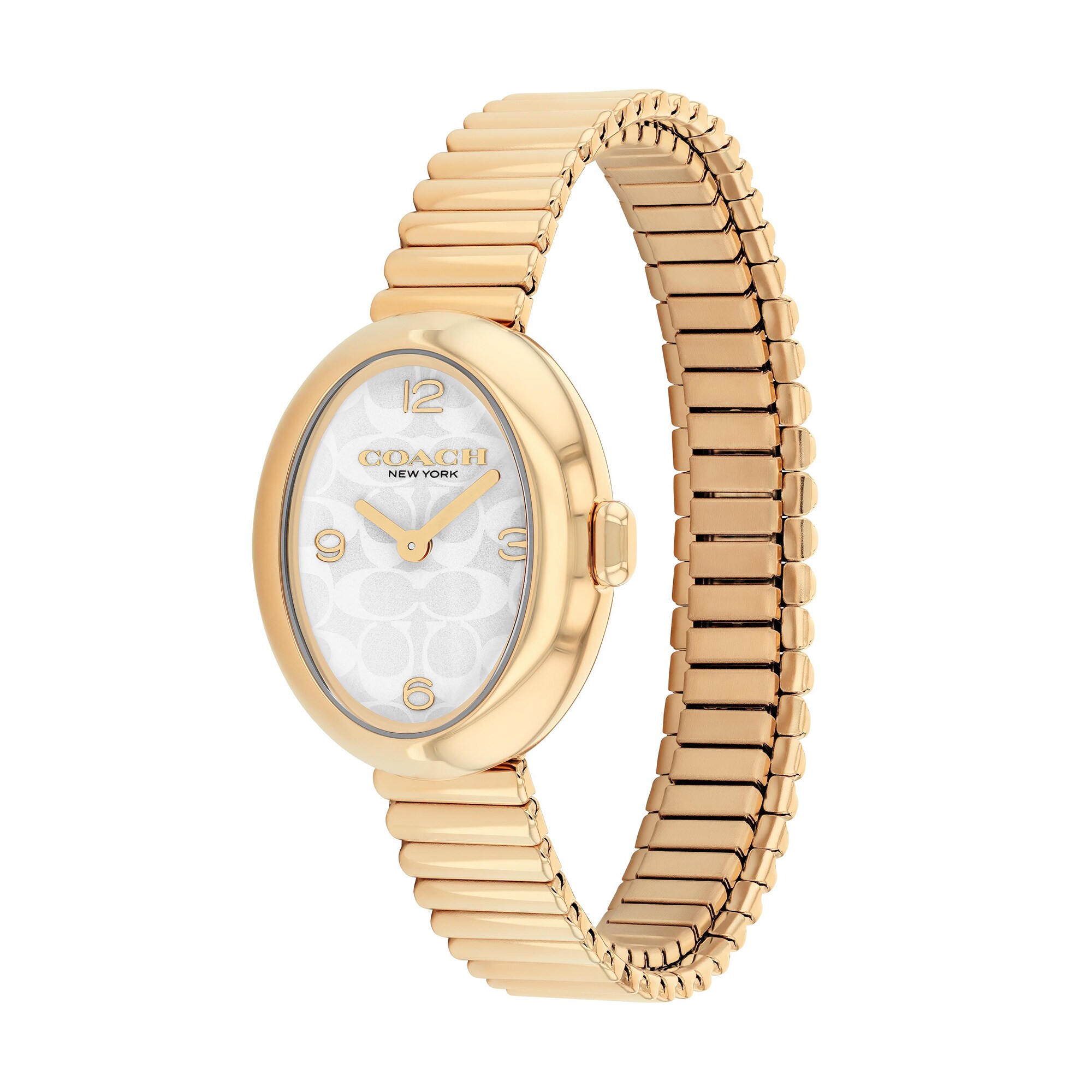 Ladies' Coach Sammy Gold-Tone IP Watch with White Oval Dial and