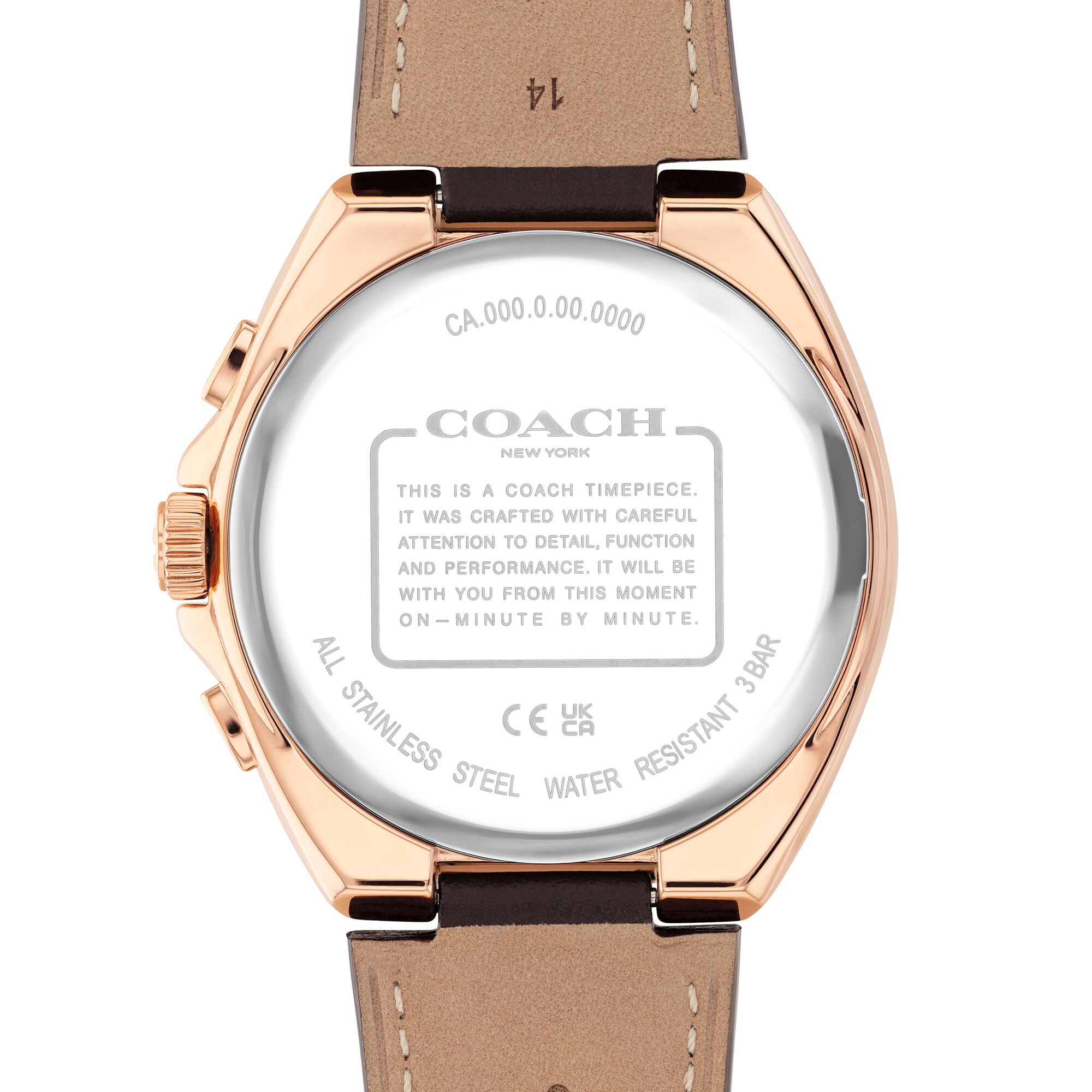 Men's Coach Jackson Chronograph Rose-Tone IP Watch with Navy Blue