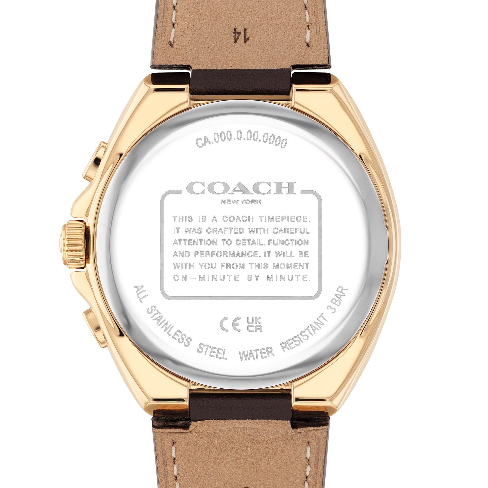 Men's Coach Jackson Chronograph Gold-Tone IP Watch with White Dial