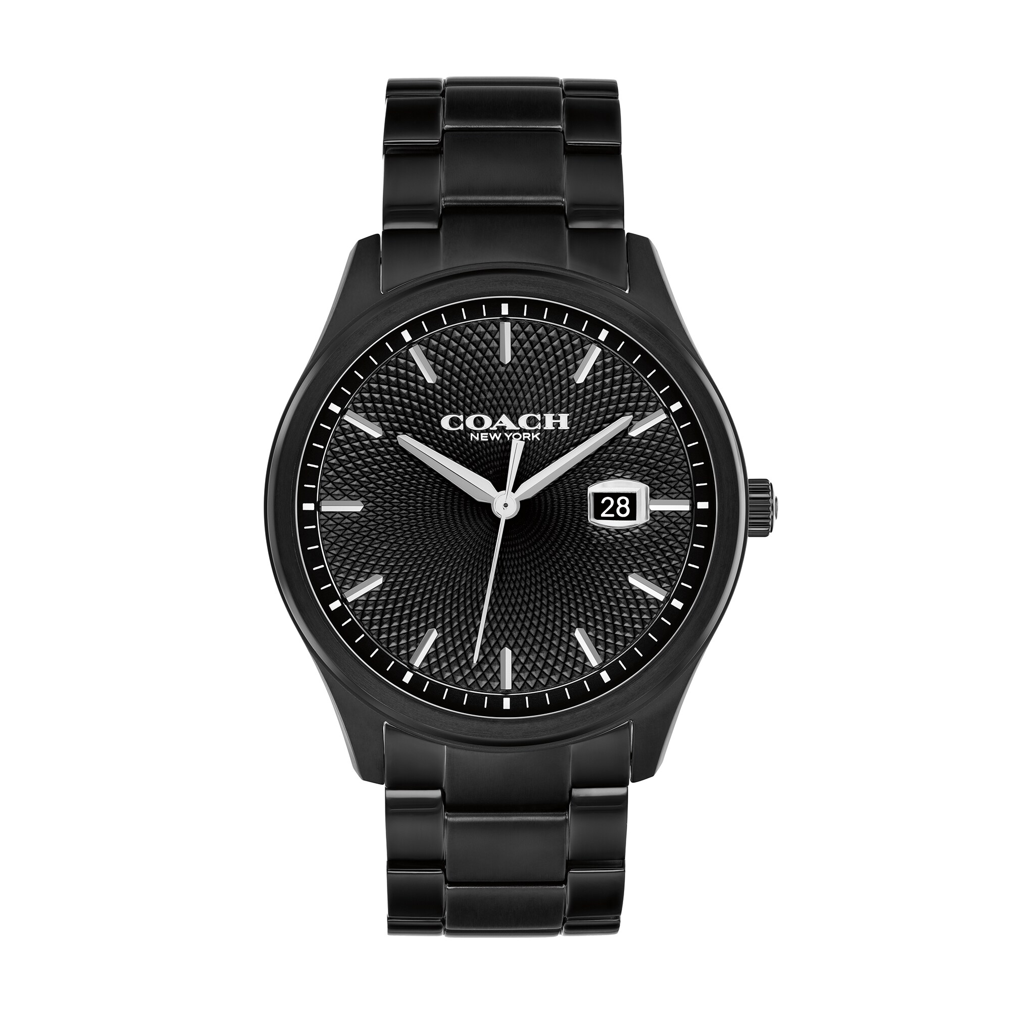 Men's Coach Charles Black IP Stainless Steel Watch with Black Dial