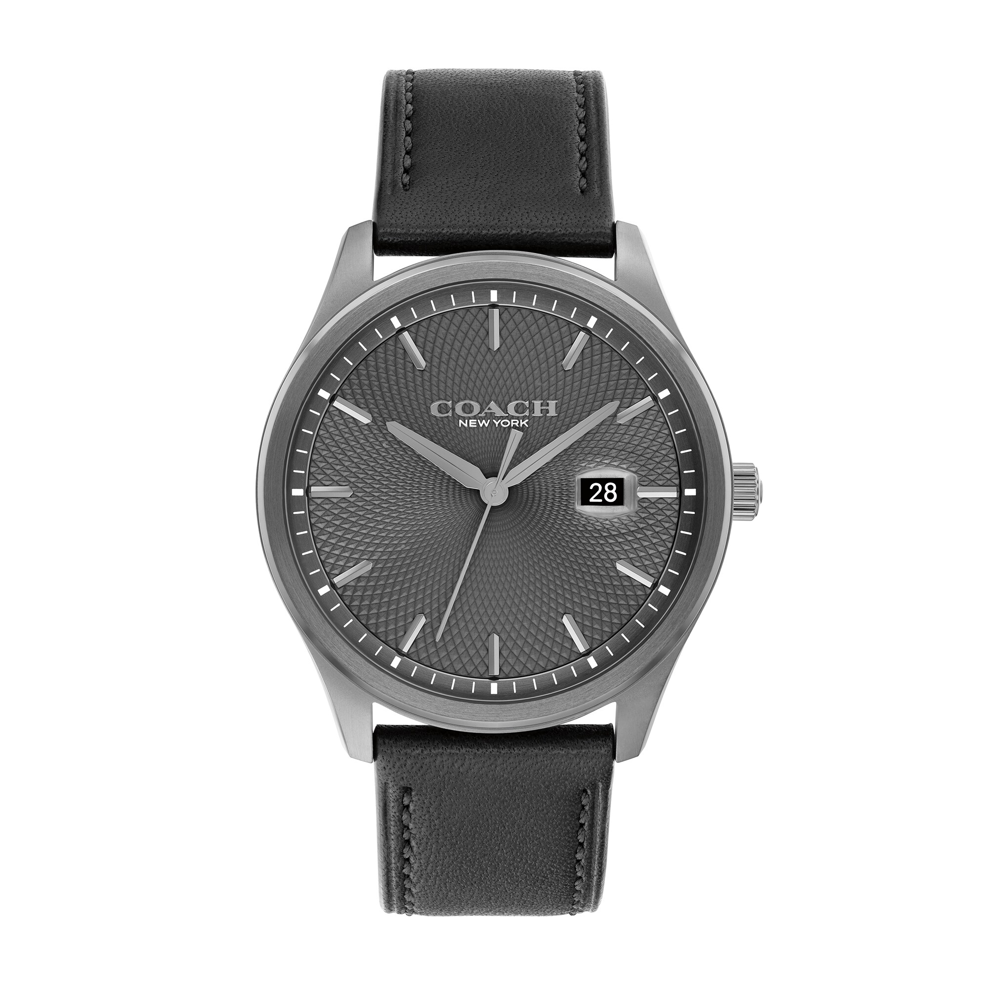 Men's Coach Oliver Gray IP Watch with Gray Textured Dial and Black