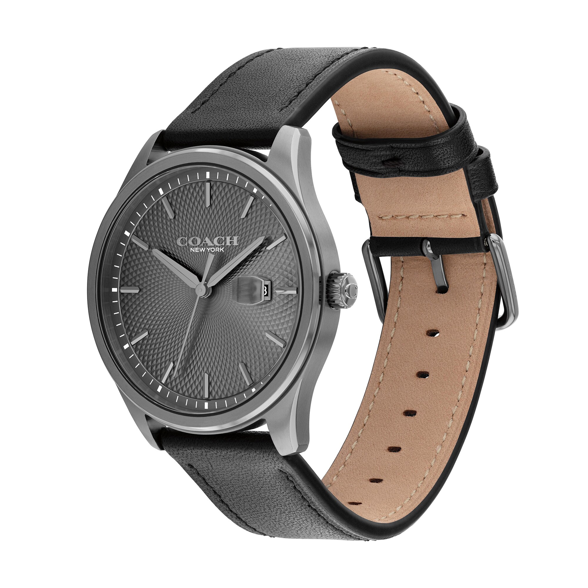 Men's Coach Oliver Gray IP Watch with Gray Textured Dial and Black