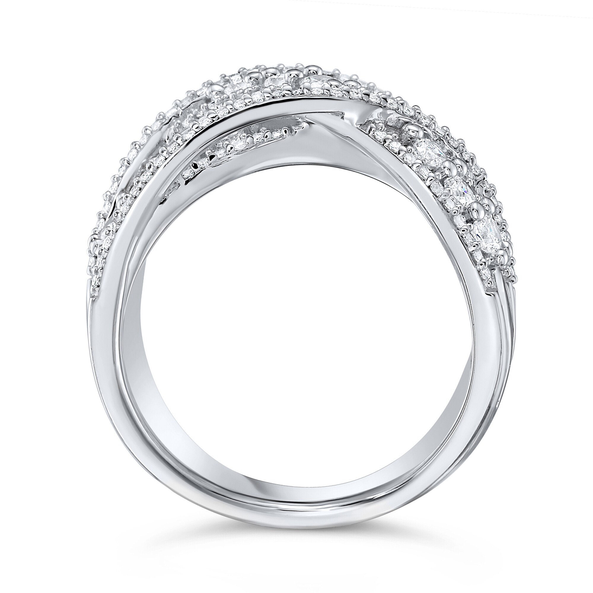 1-1/2 CT. T.W. Diamond Multi-Row Crossover Fashion Ring in 14K