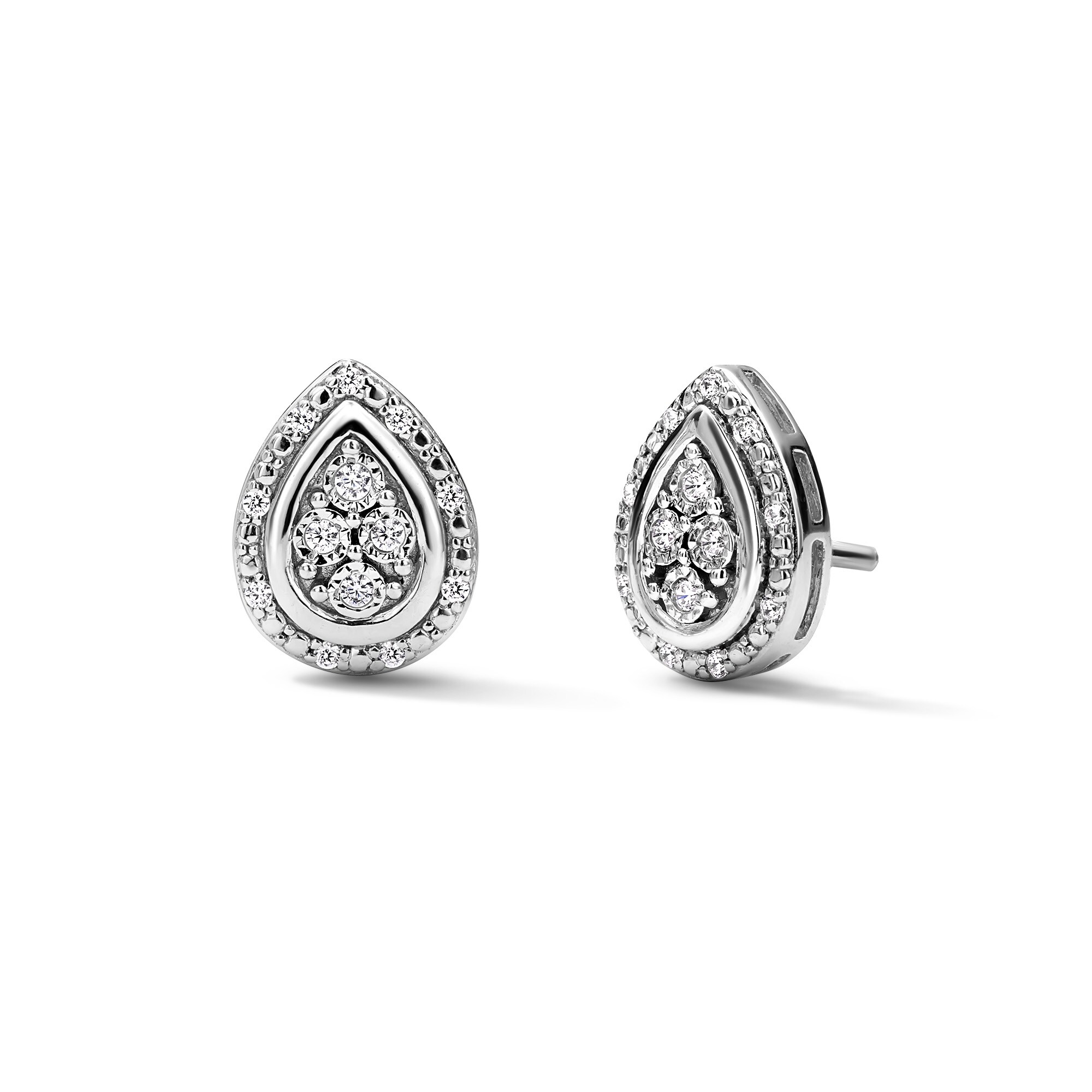 1/10 CT. T.W. Lab-Grown Diamond Teardrop-Frame Stud Earrings in