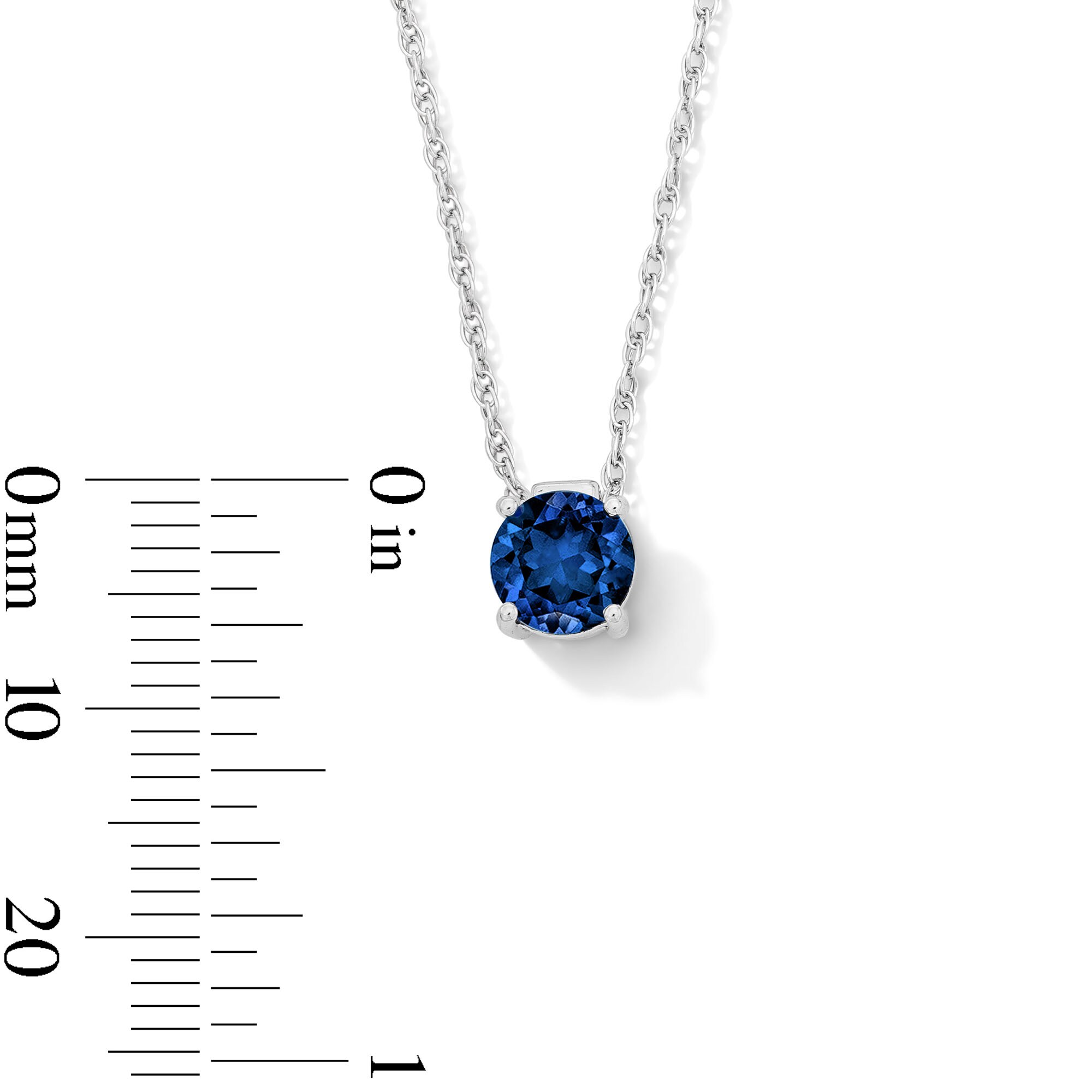 Blue Lab-Created Sapphire Solitaire Pendant in Sterling Silver