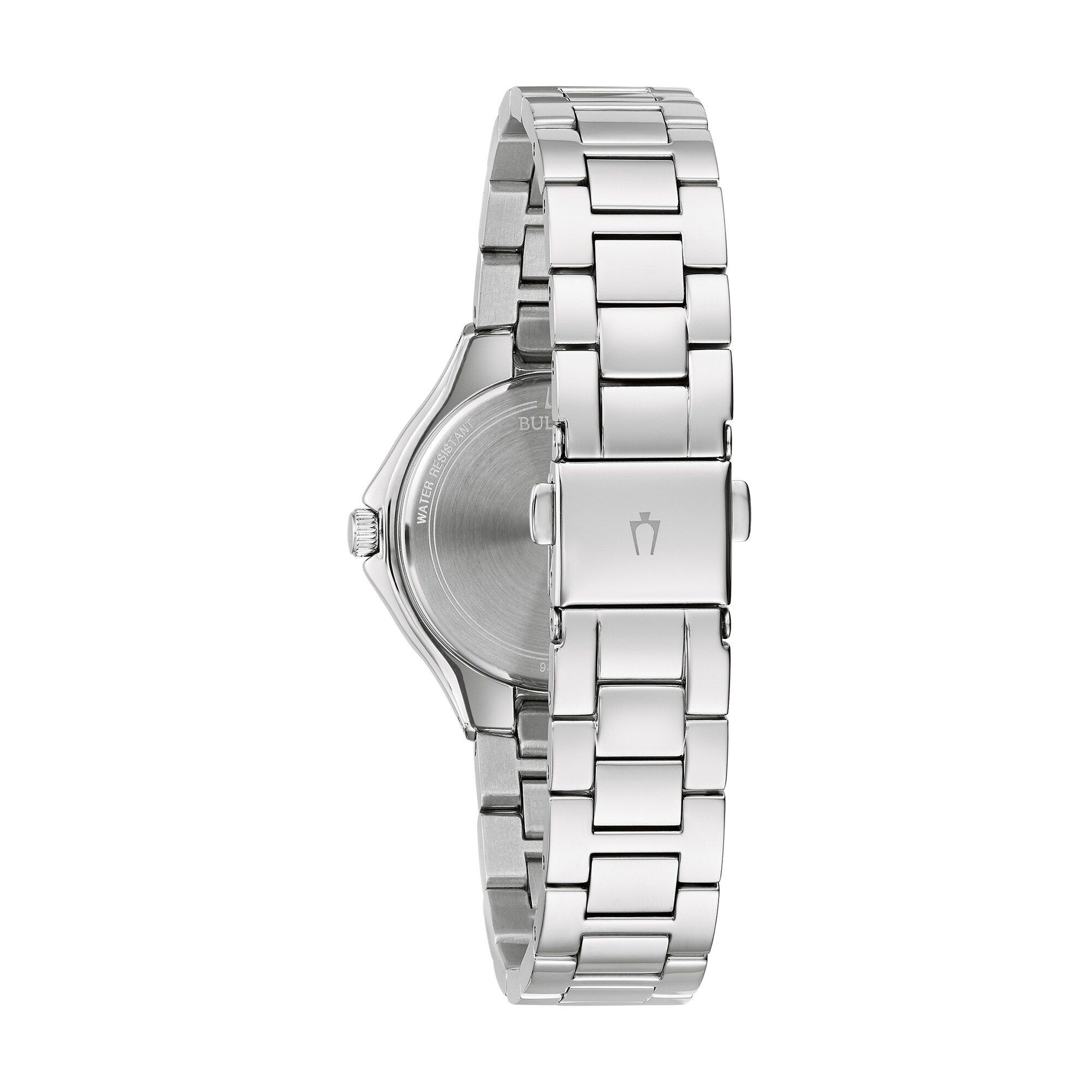 Ladies' Bulova Watch with Black Mother of Pearl Dial and Crystal