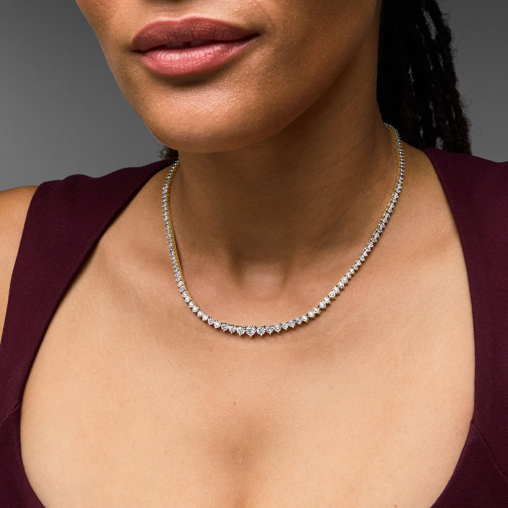 3 CT. T.W. Lab-Grown Diamond Tennis Necklace in 10K Gold (F/VS2