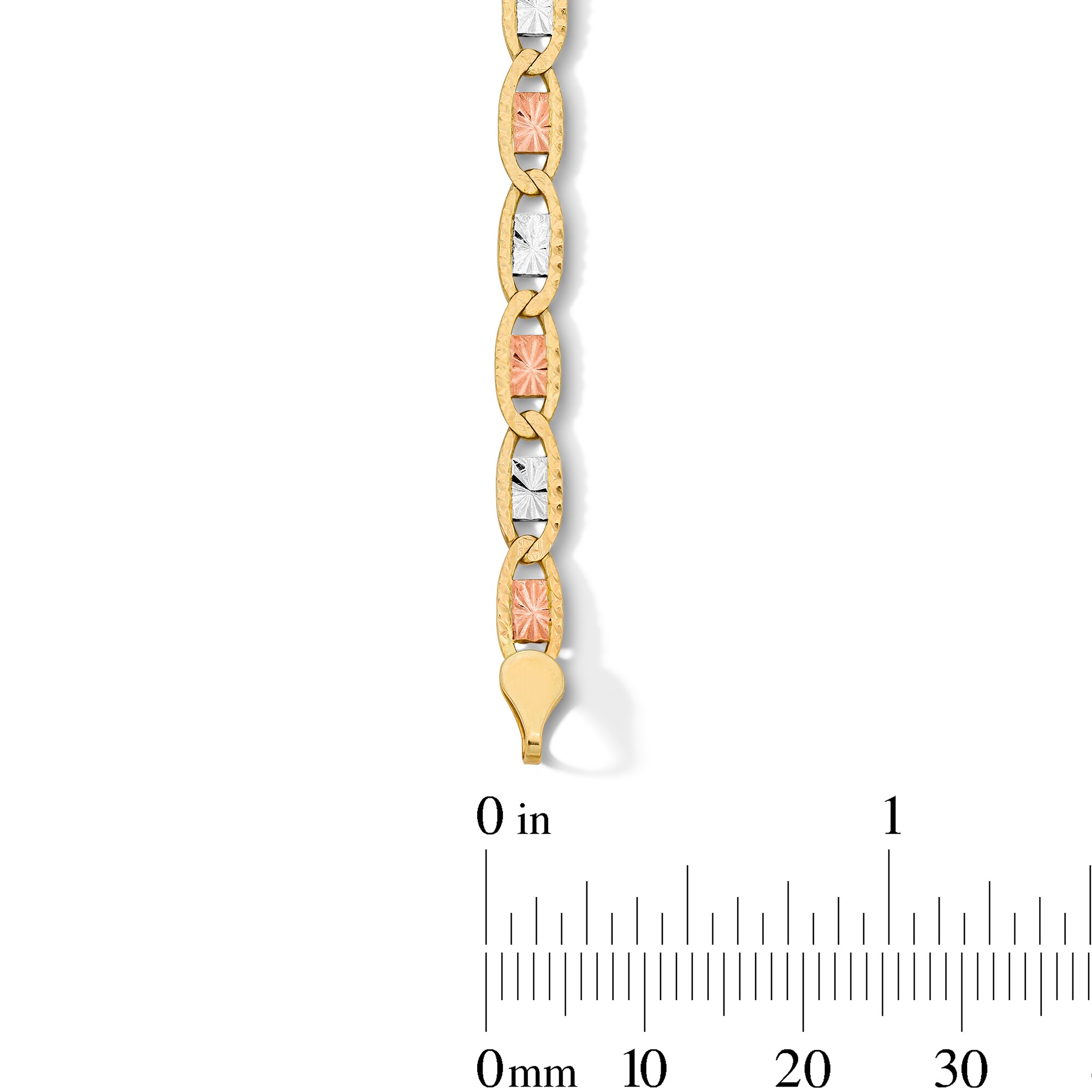 4.15mm Valentino Chain Bracelet in Solid 10K Tri-Tone Gold
