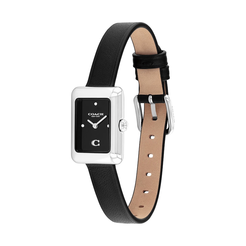 Coach New York Rectangular Black Dial Leather Strap Watch 14504583 Women main image 4
