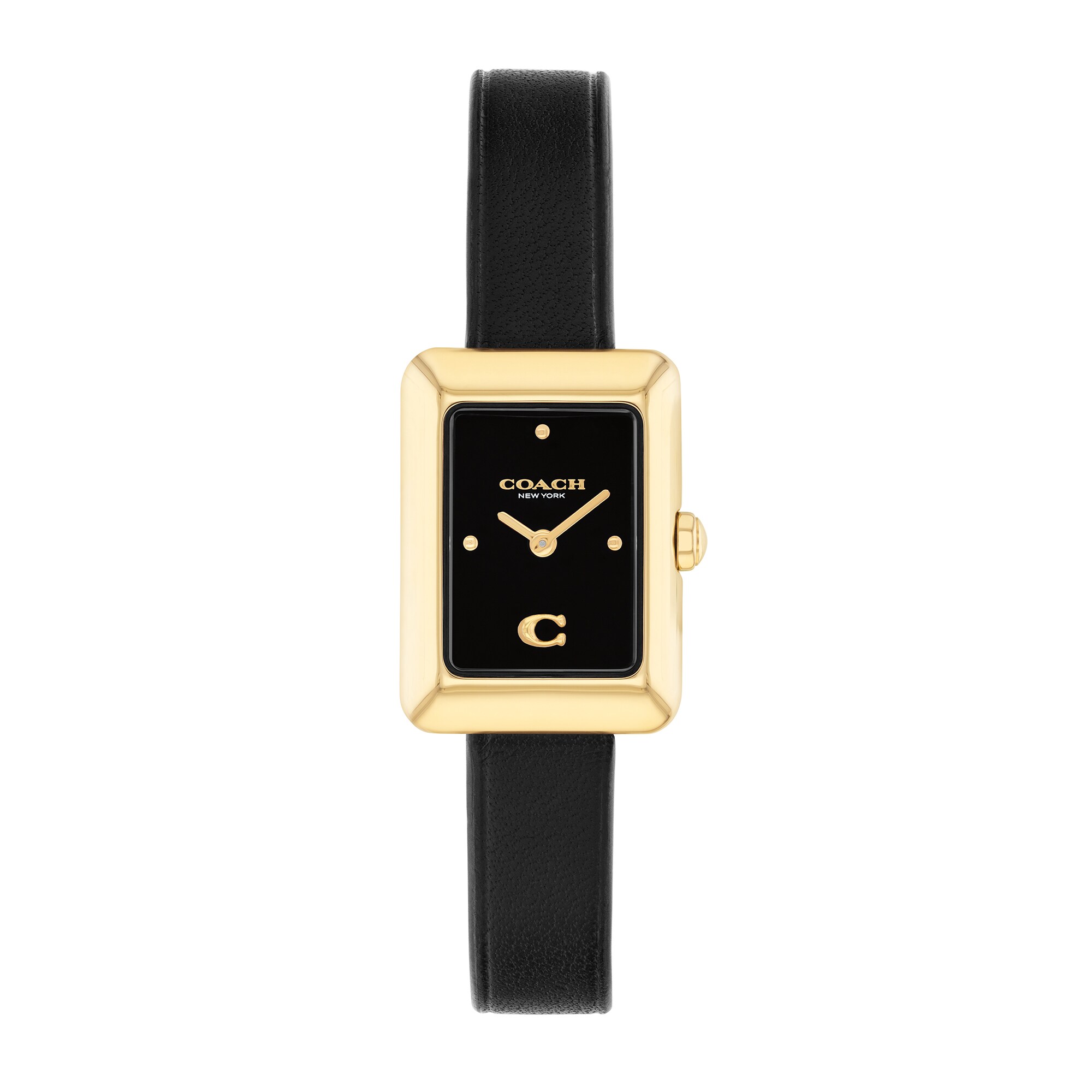 Ladies' Coach Mara Gold-Tone IP Analog Watch with Black Dial and