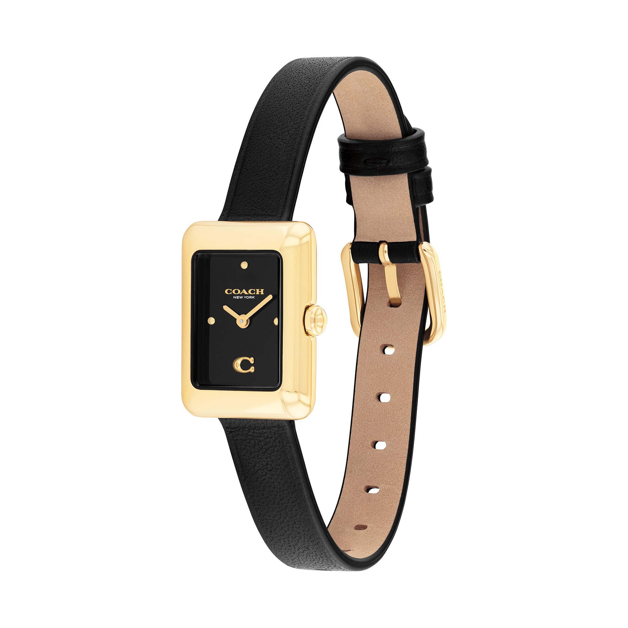 Ladies' Coach Mara Gold-Tone IP Analog Watch with Black Dial and