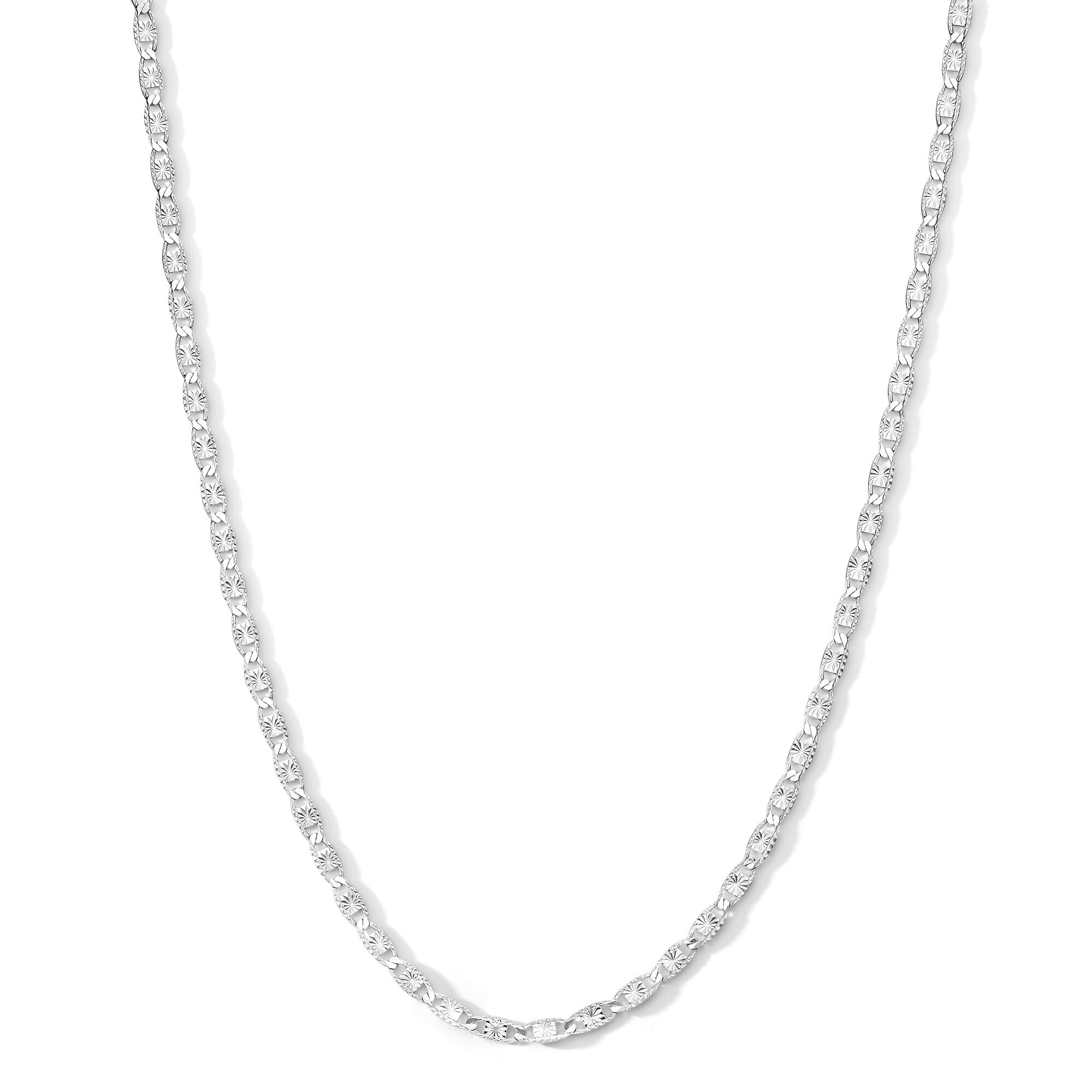 3.2mm Pavé Valentino Chain Necklace in Solid Sterling Silver