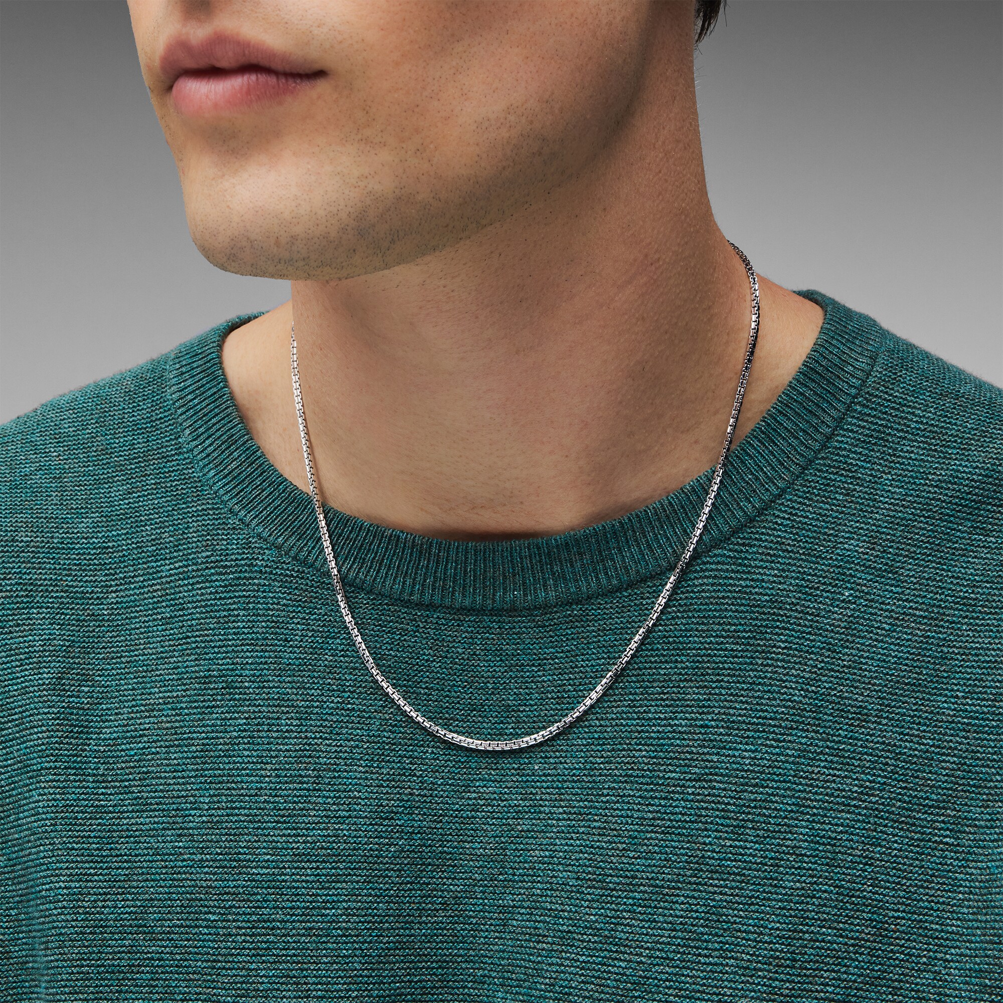 2.0mm Box Chain Necklace in Solid Sterling Silver - 22&quot