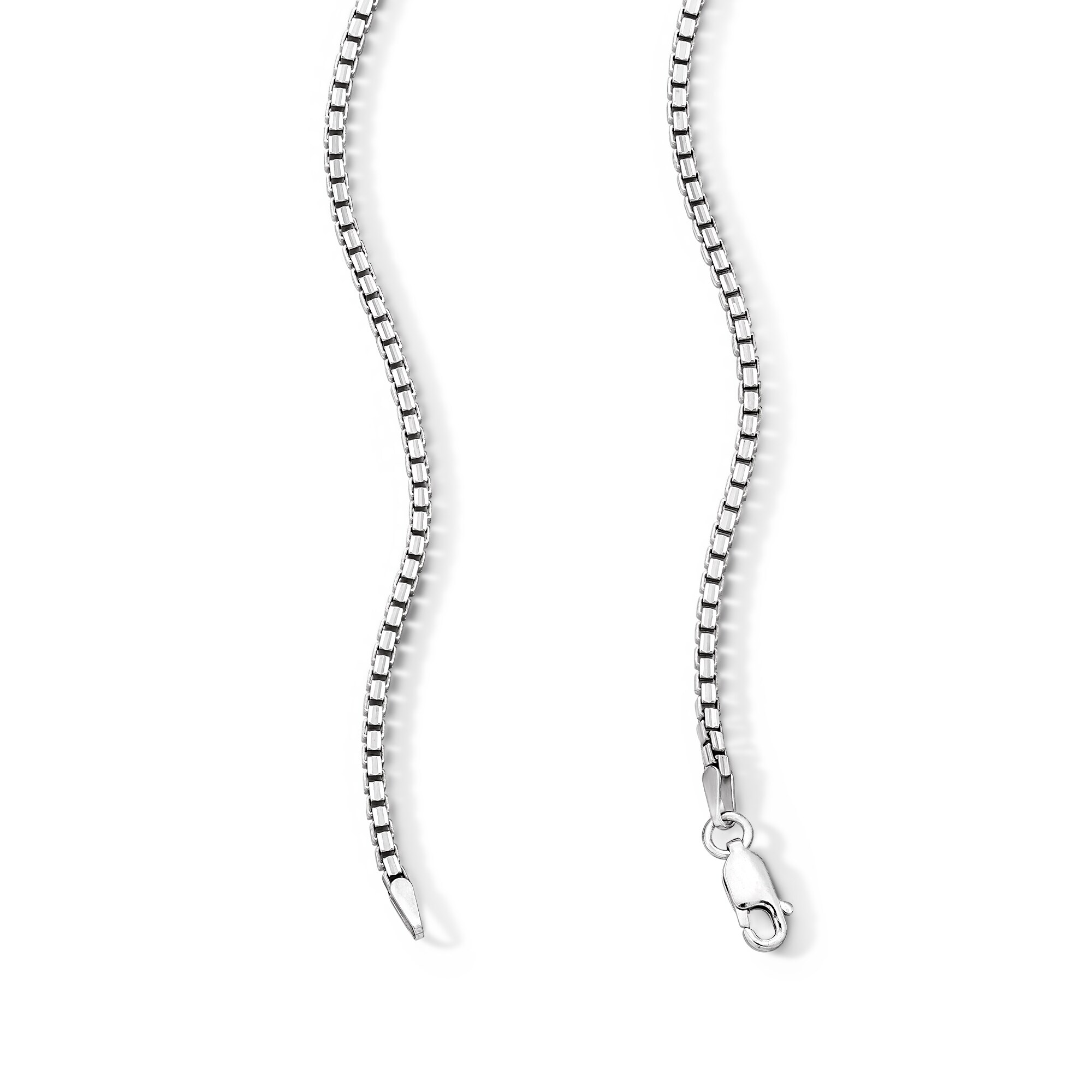 2.0mm Box Chain Necklace in Solid Sterling Silver - 22&quot