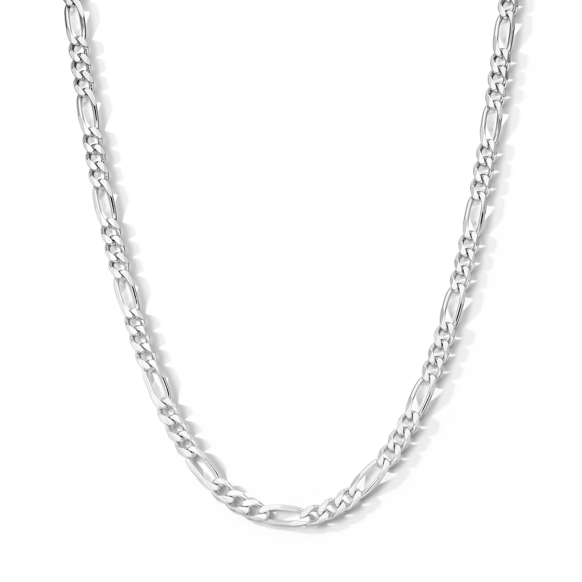 5.6mm Figaro Chain Necklace in Solid Sterling Silver - 22&quot
