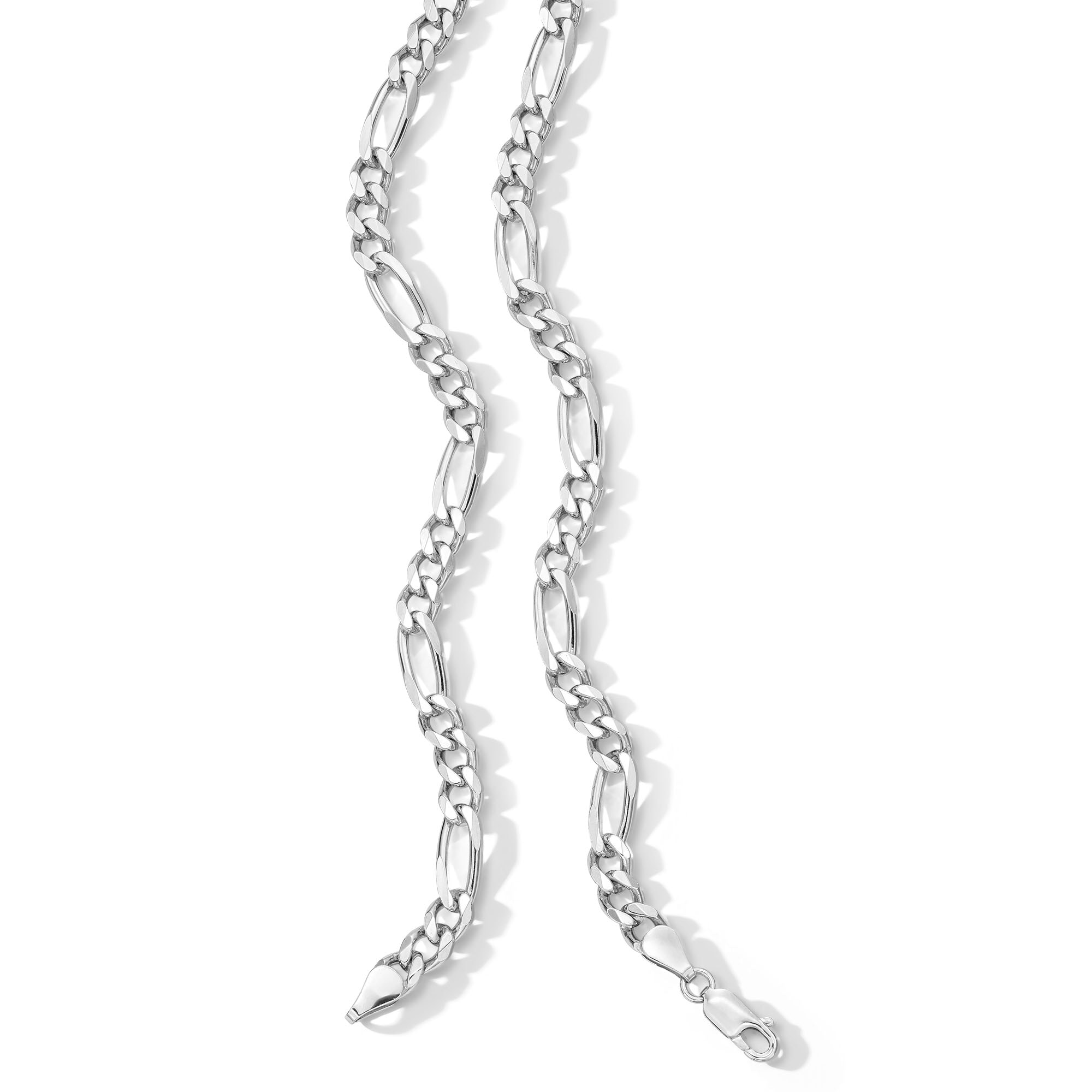 5.6mm Figaro Chain Necklace in Solid Sterling Silver - 22&quot