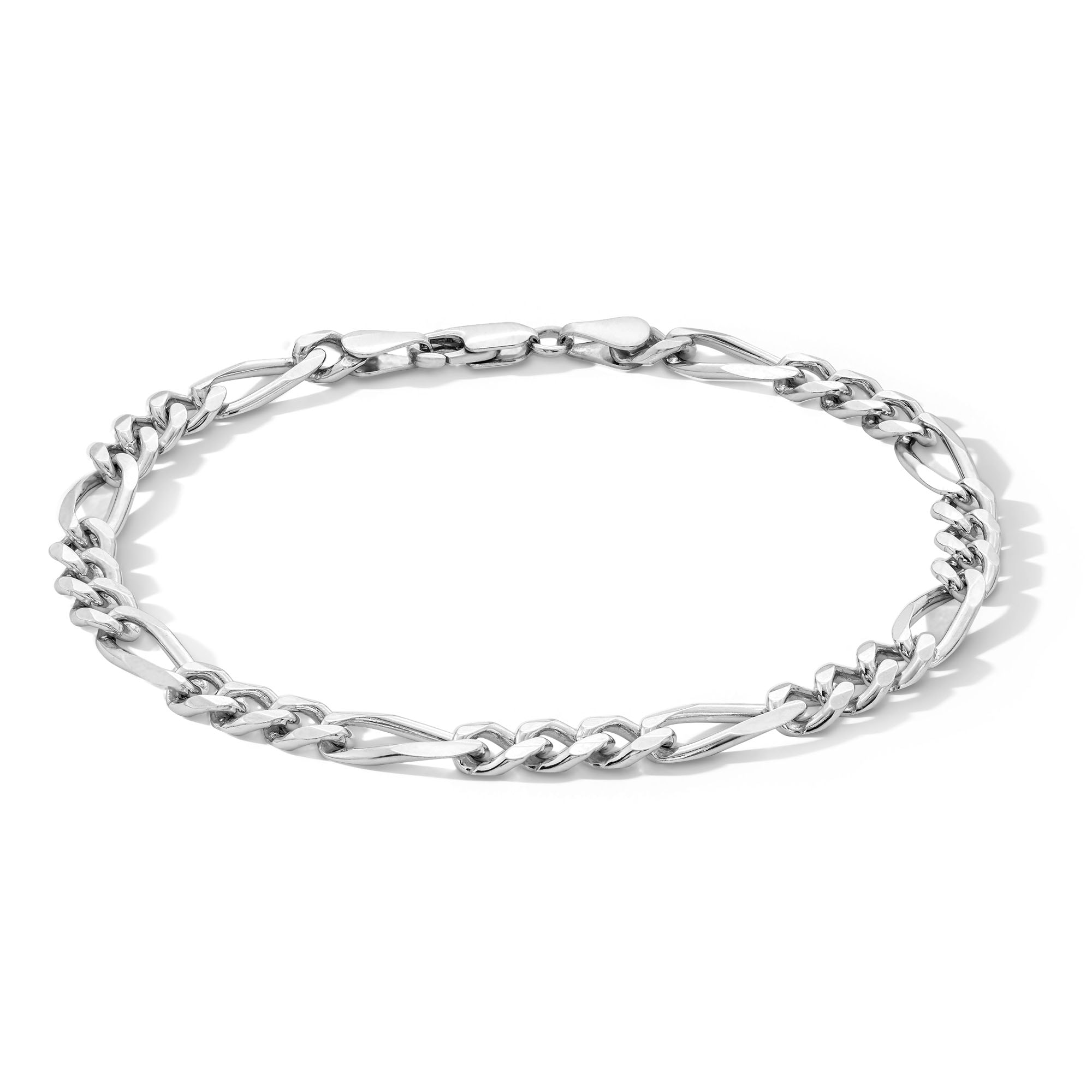 5.6mm Figaro Chain Bracelet in Solid Sterling Silver - 8.5&quot