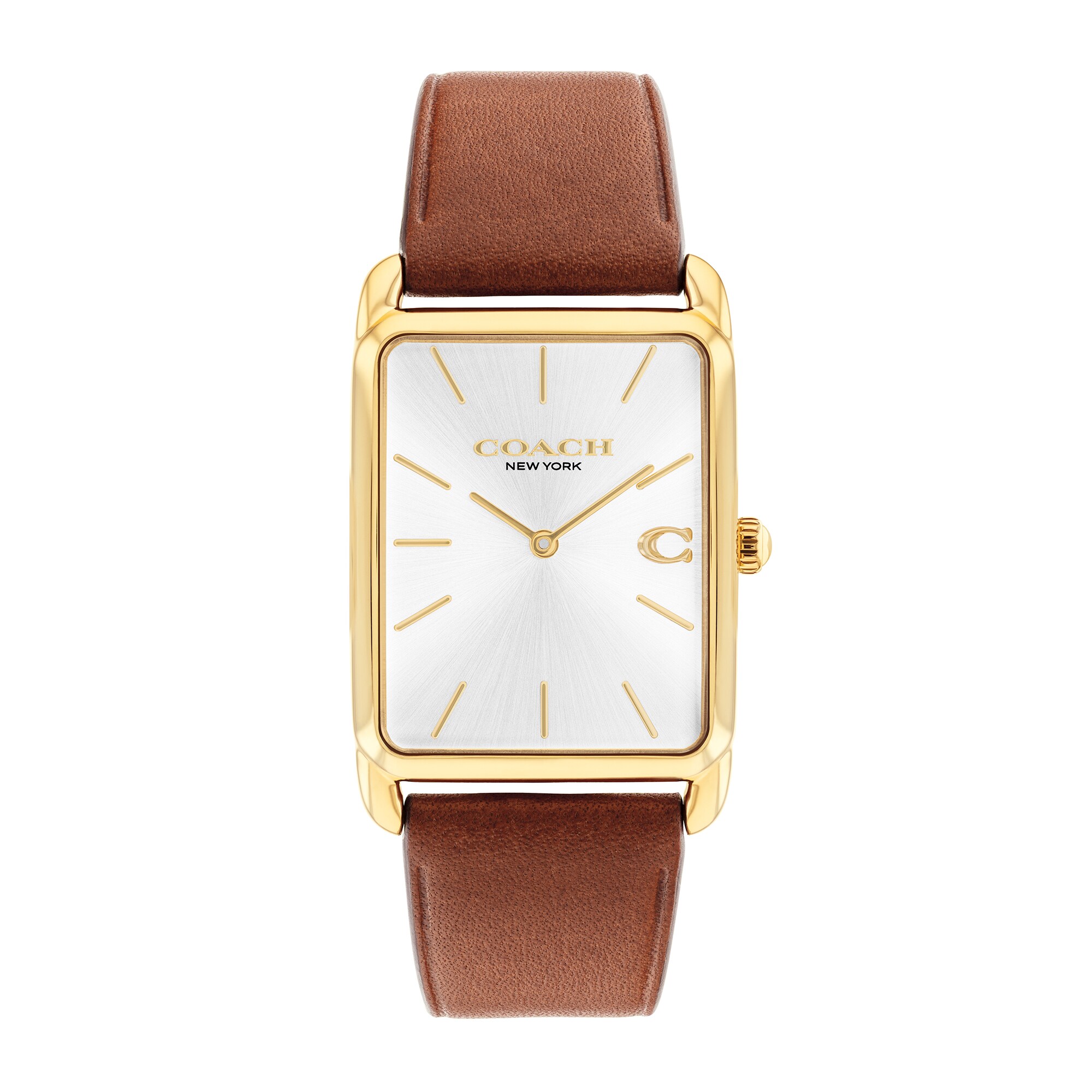 Unisex Coach Analog Watch with Silver-Tone Rectangle Dial and