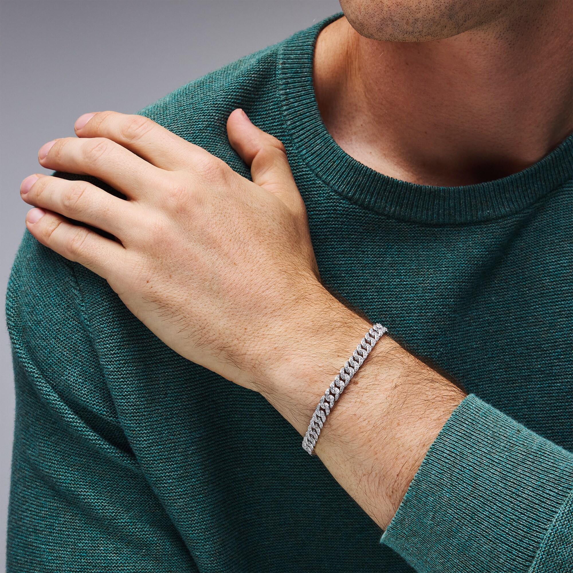 3.30 CT. T.W. Certified Lab-Grown Diamond Curb Chain Bracelet in