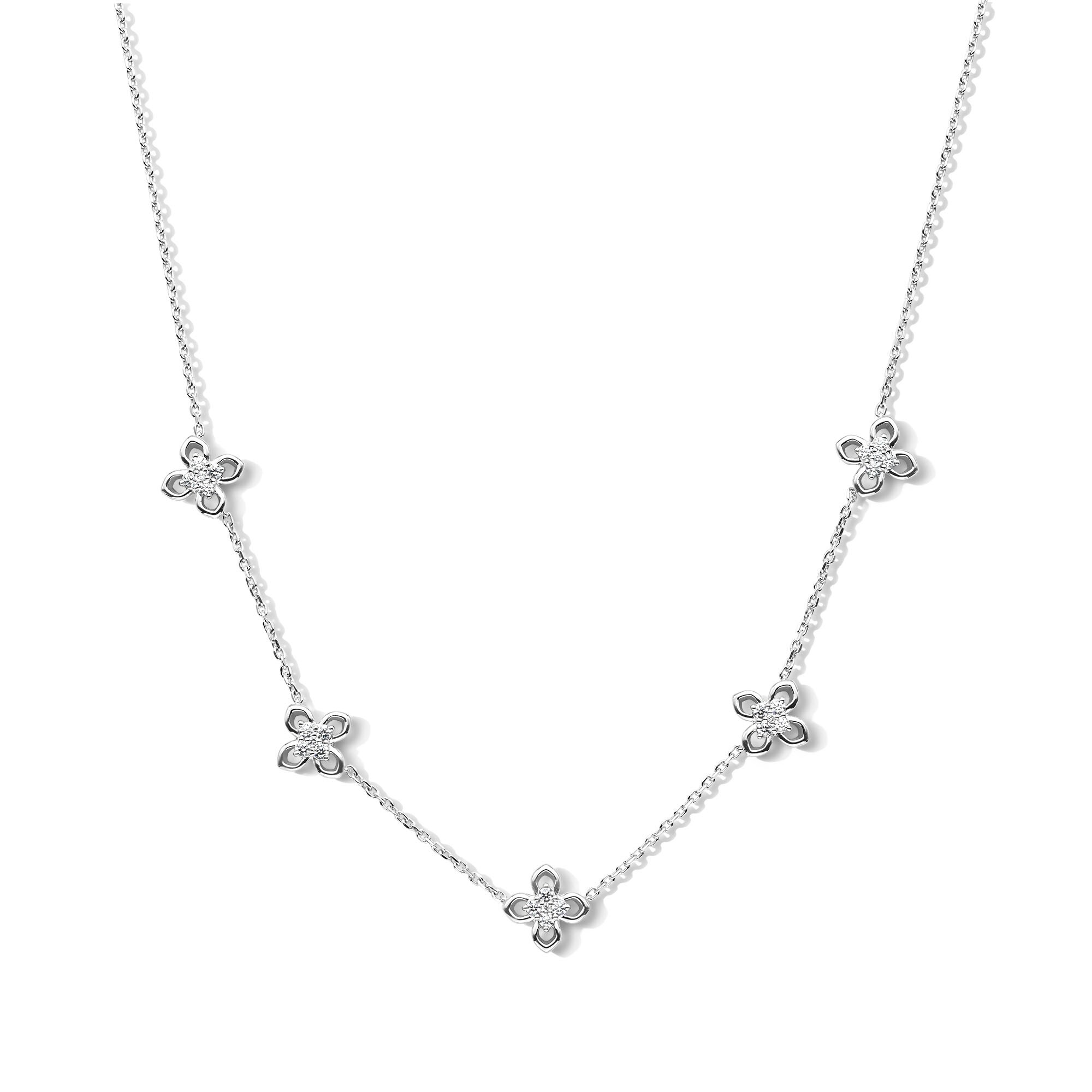 0.50 CT. T.W. Certified Lab-Grown Diamond Clover Station Necklace