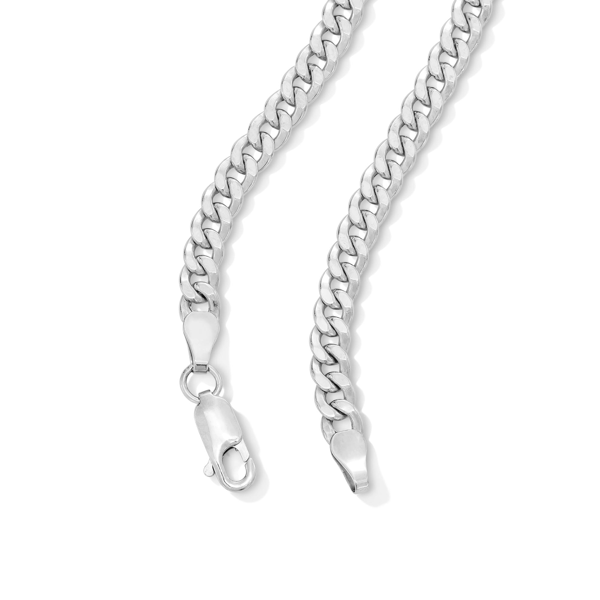 4.5mm Curb Chain Necklace in Hollow 14K White Gold - 20&quot