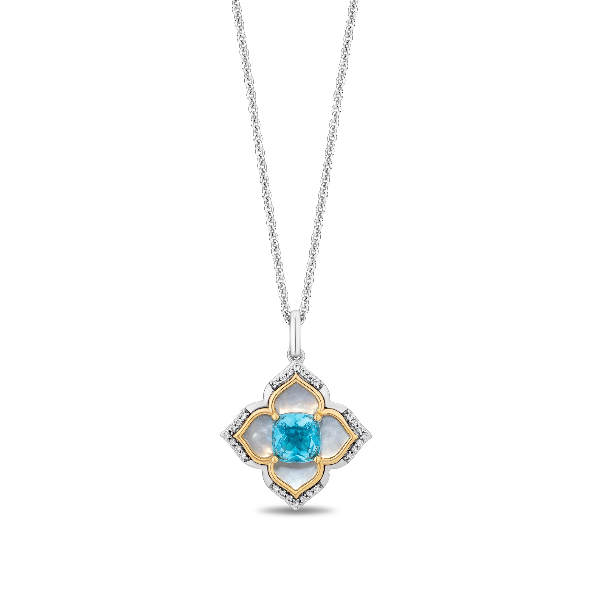 Enchanted Disney Jasmine Mother of Pearl, Swiss Blue Topaz, and