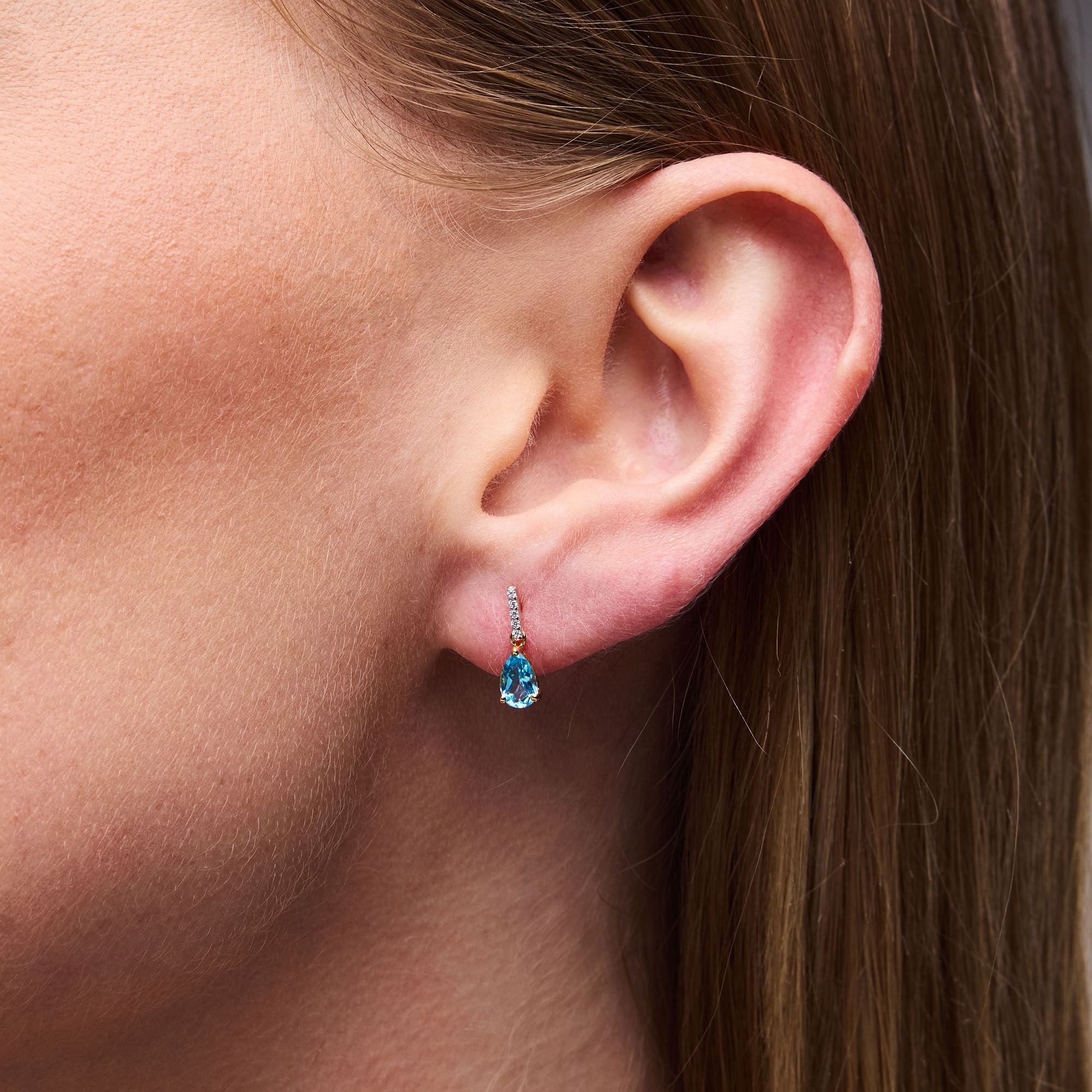 Pear-Shaped Swiss Blue Topaz and Diamond-Accent Drop Earrings in