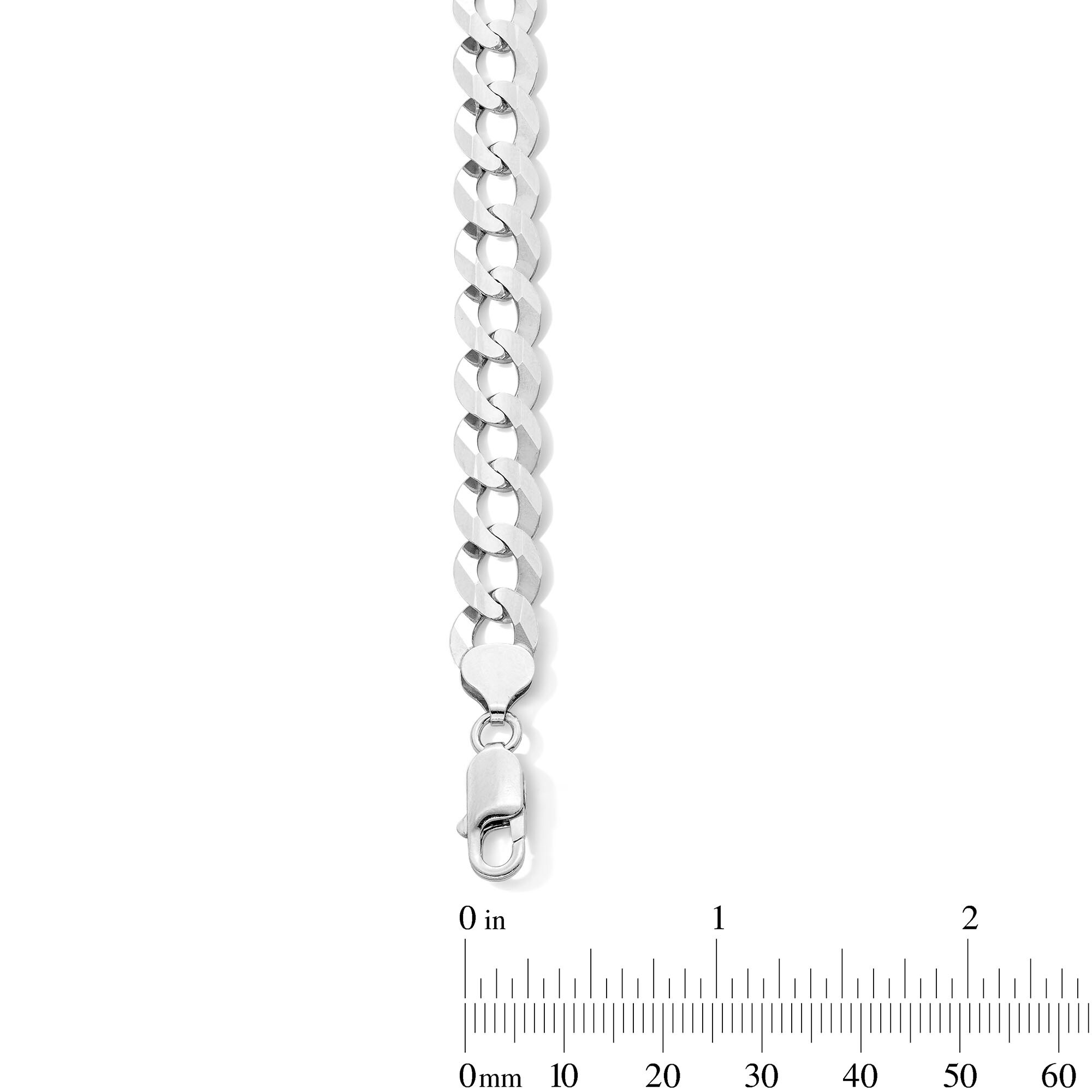 9.6mm Flat Curb Chain Bracelet in Solid Sterling Silver - 8.5&quot