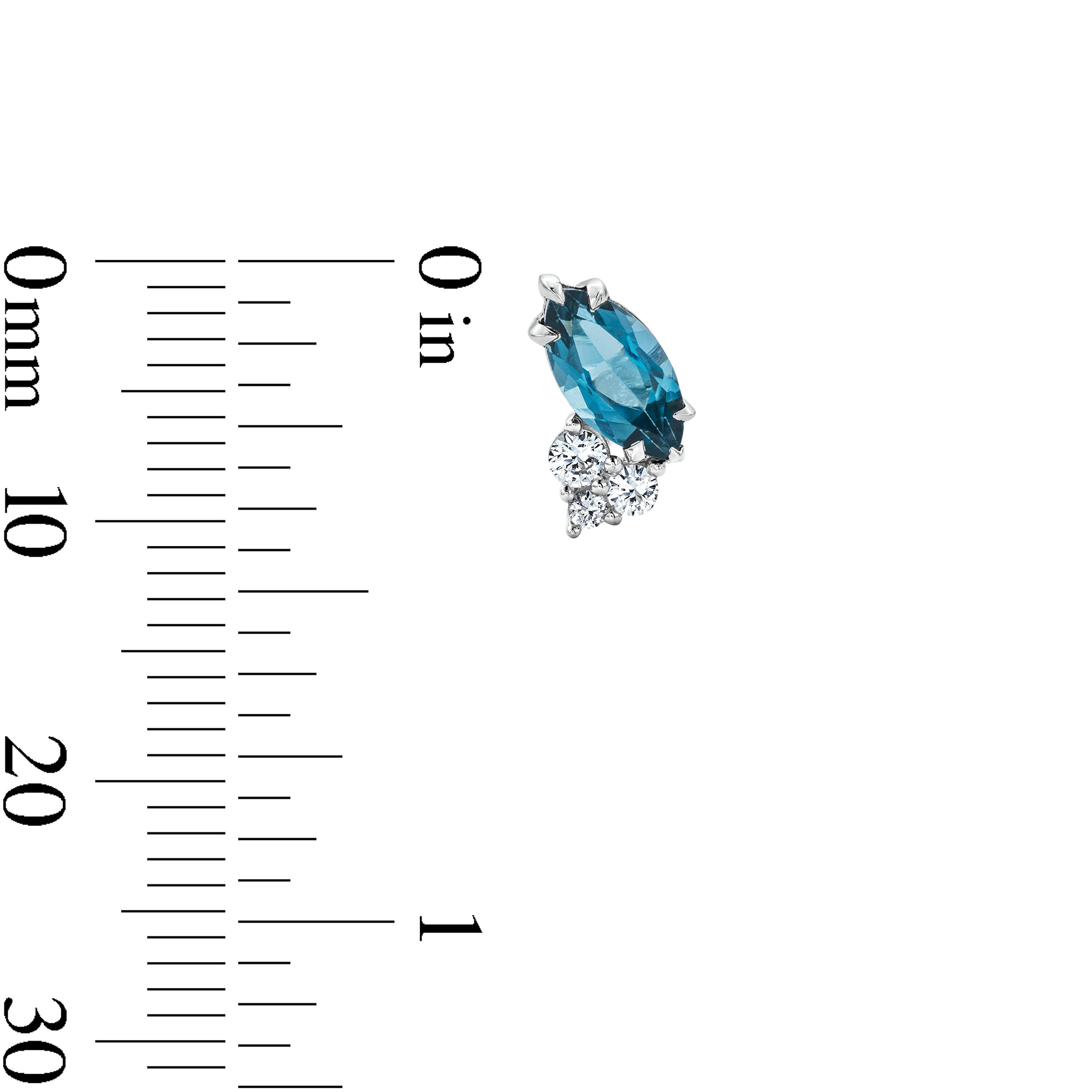 Marquise-Cut London Blue Topaz and White Lab-Created Sapphire Stud