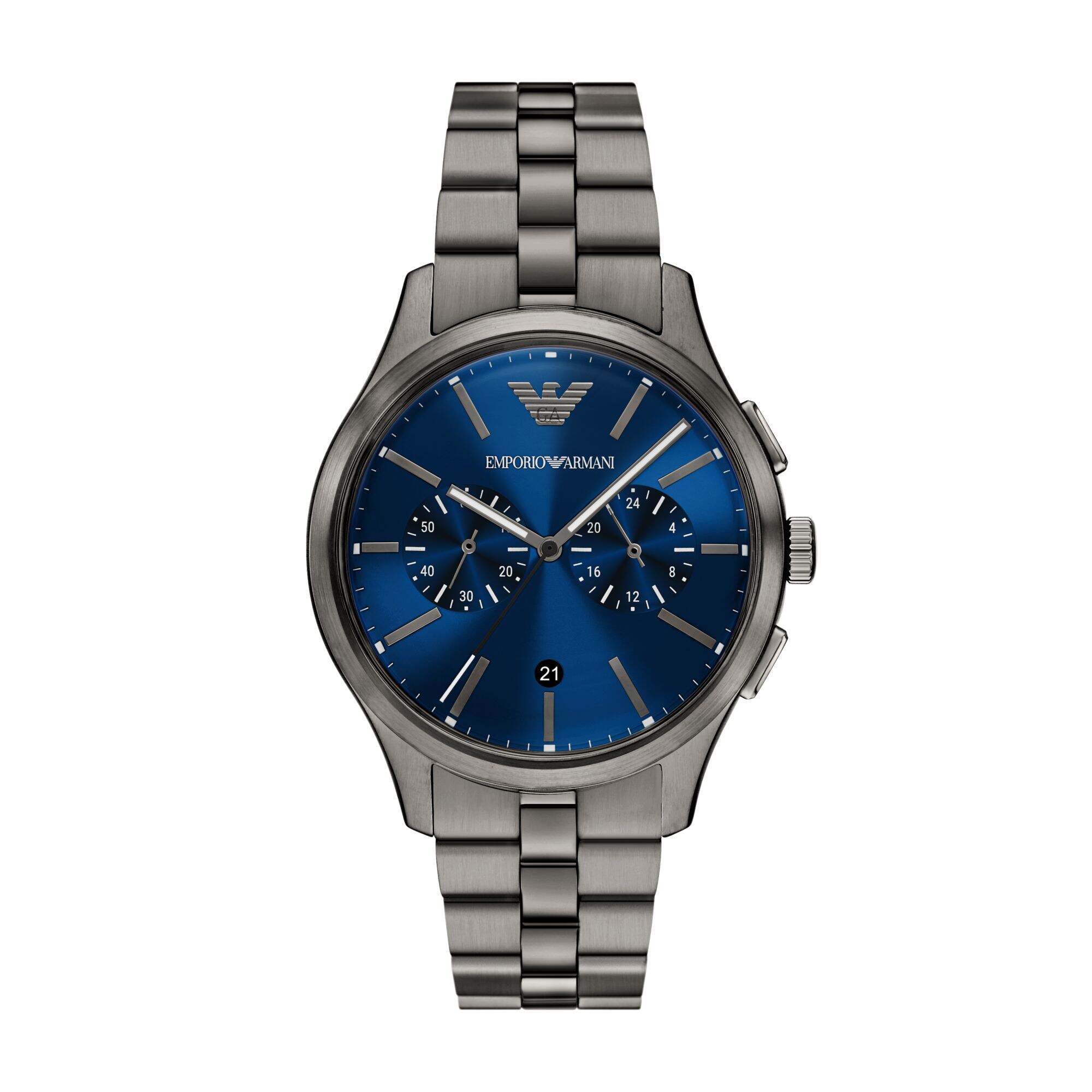 Men's Emporio Armani Gray Ion-Plated Stainless Steel Chronograph