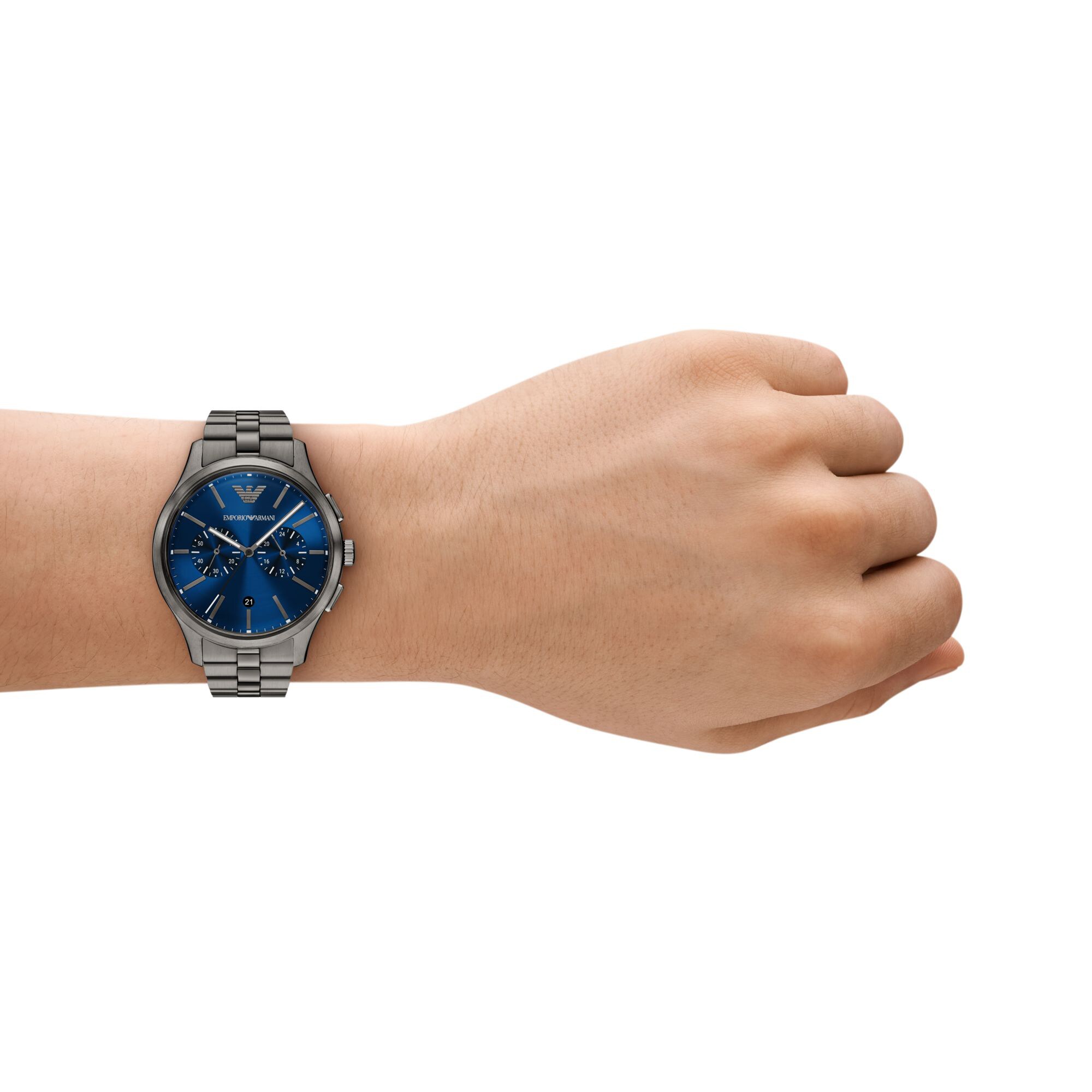 Men's Emporio Armani Gray Ion-Plated Stainless Steel Chronograph