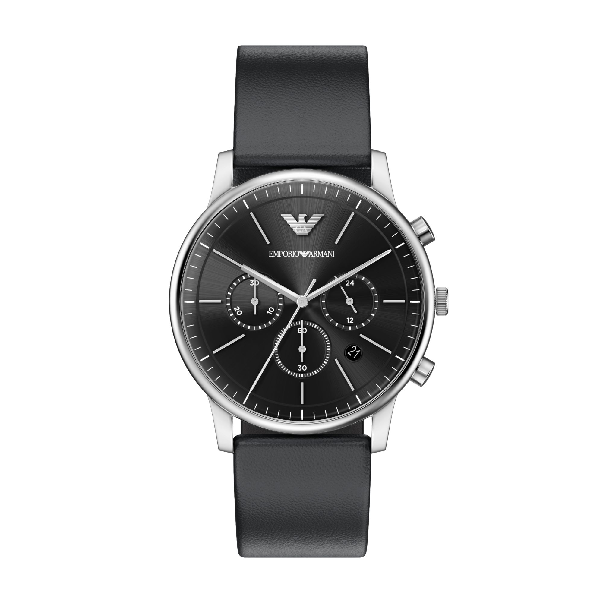 Men's Emporio Armani Stainless Steel Chronograph Watch with Black