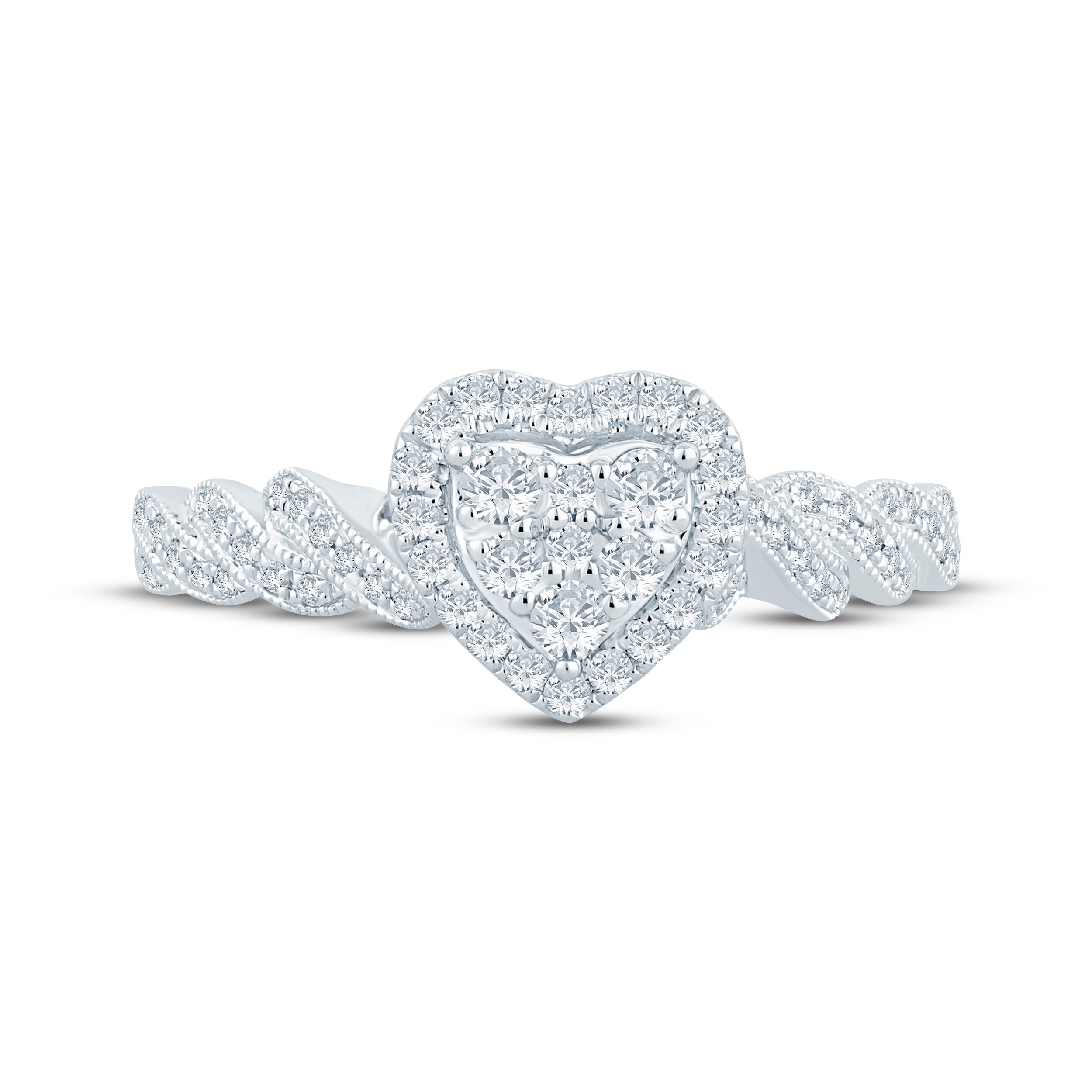 three❤️ Now + Forever Multi-Diamond Heart-Shaped Engagement Ring 1/3 ct tw