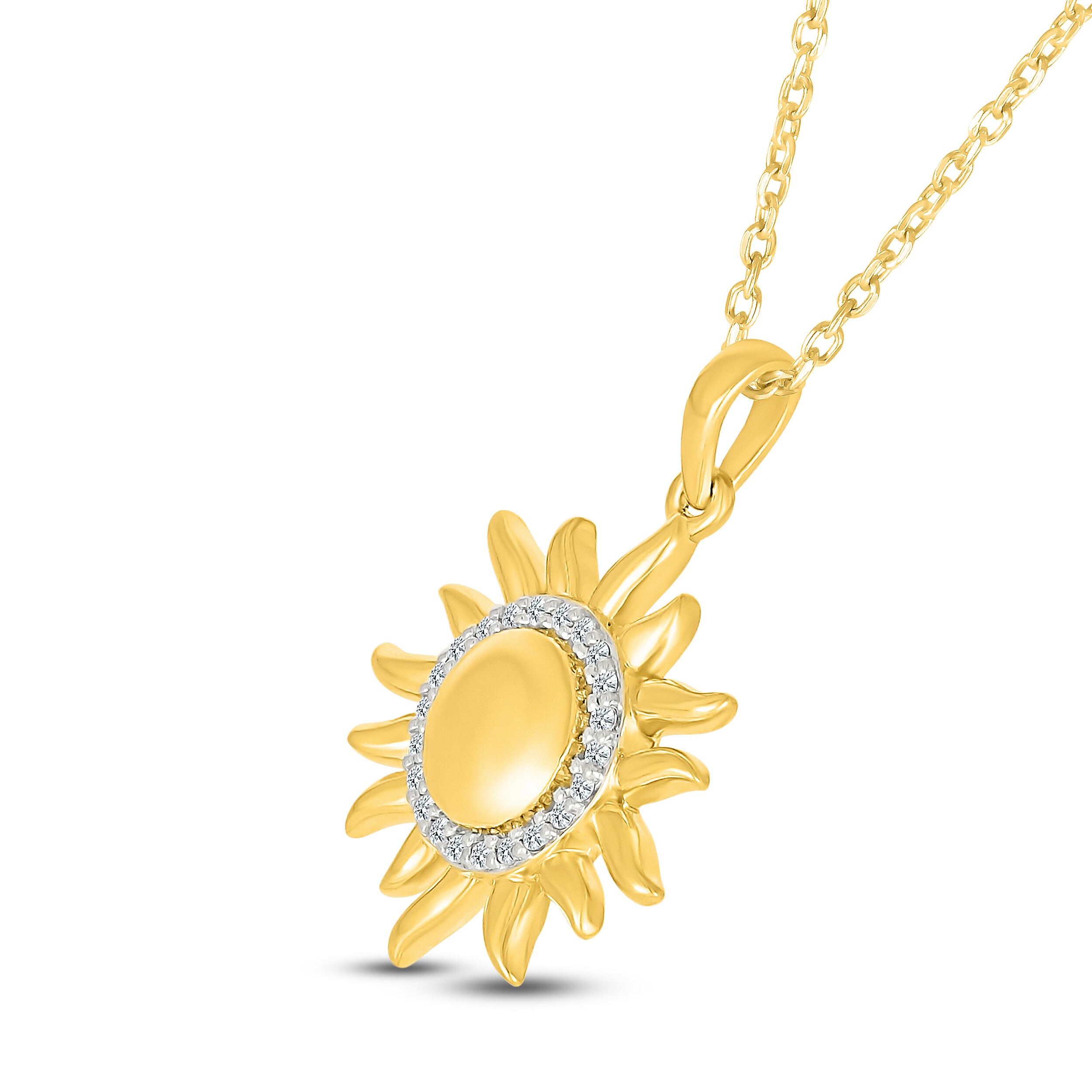 Diamond Sun Necklace 1/10 ct tw 10K Yellow Gold 18