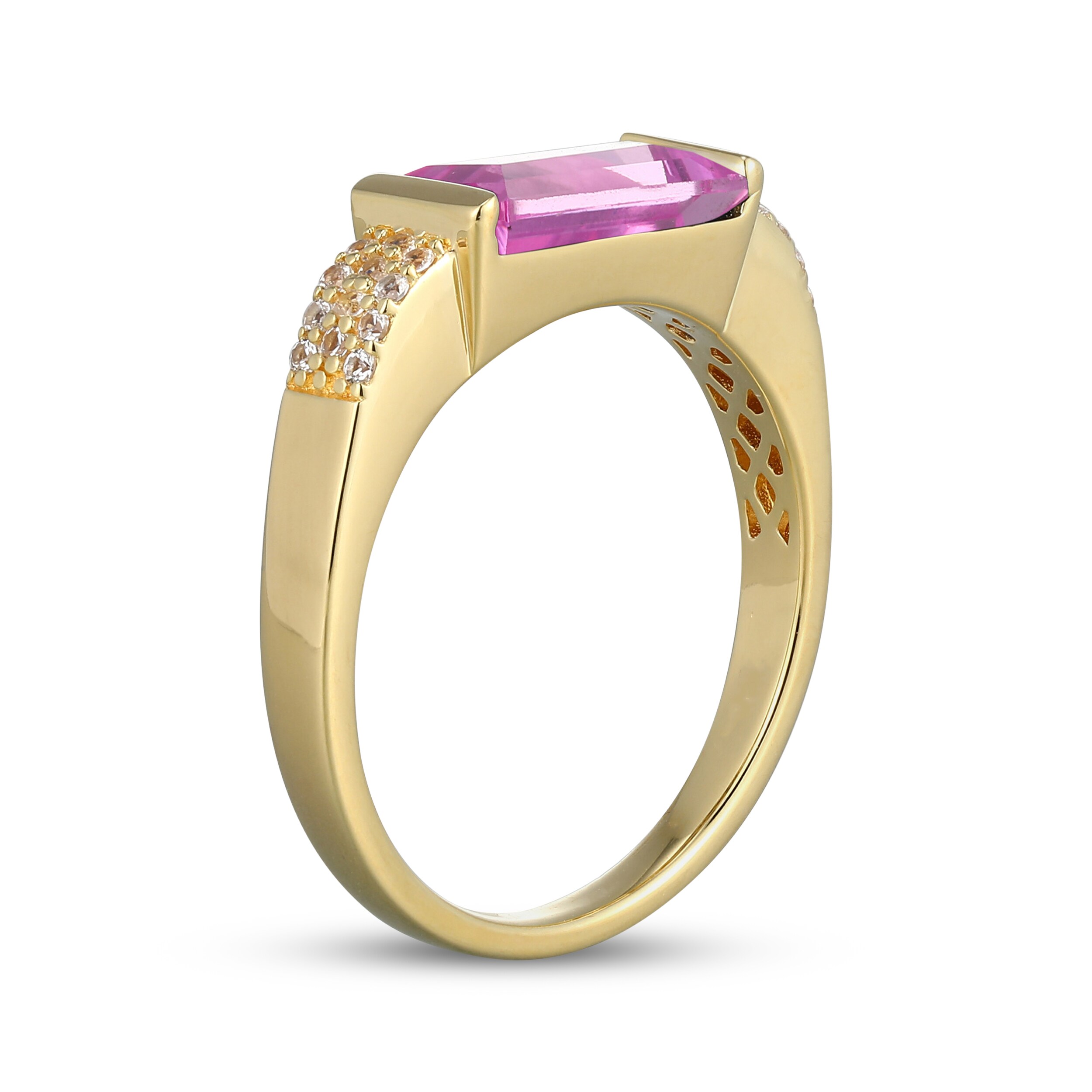 STUDIO BY KAY Baguette-Cut Pink Lab-Created Sapphire & White Lab