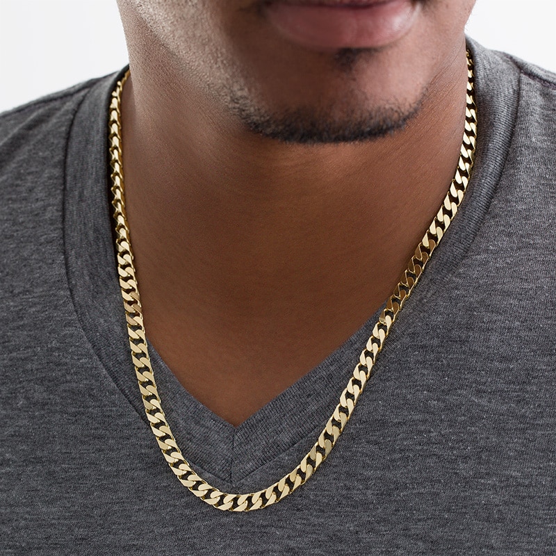Previously Owned Men's Curb Chain Necklace in Solid 10K Gold 22