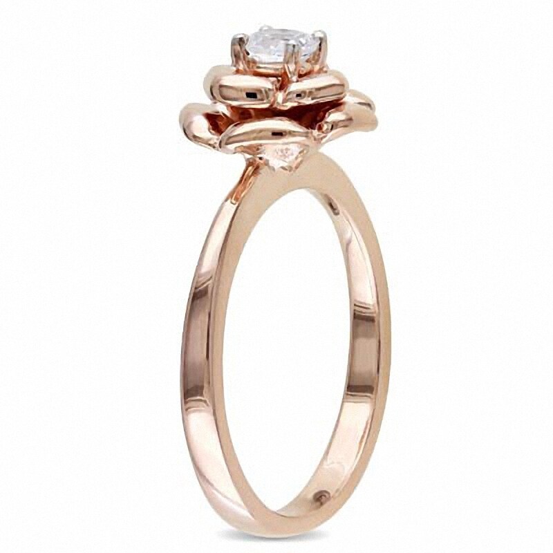 Previously Owned - 4.0mm Lab-Created White Sapphire Rose Ring in